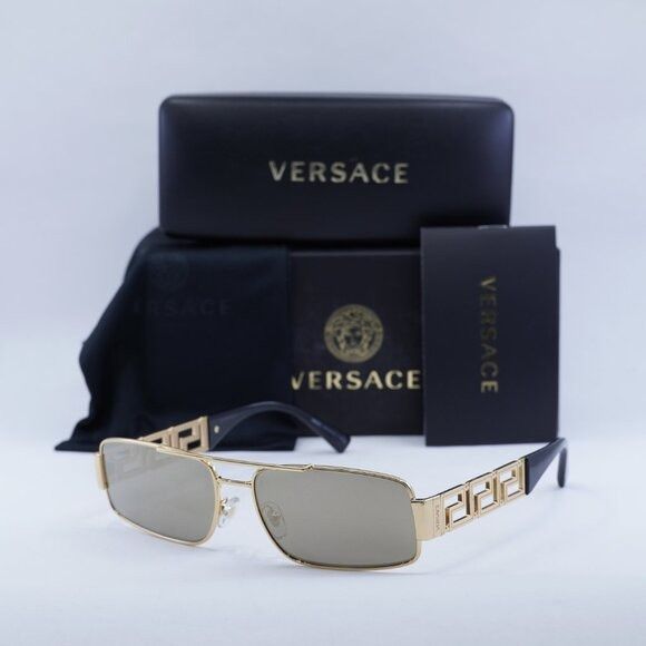 Versace Versace VE2257 10025A Sunglasses Gold Rectangle Frame Size ONE SIZE - 12 Thumbnail