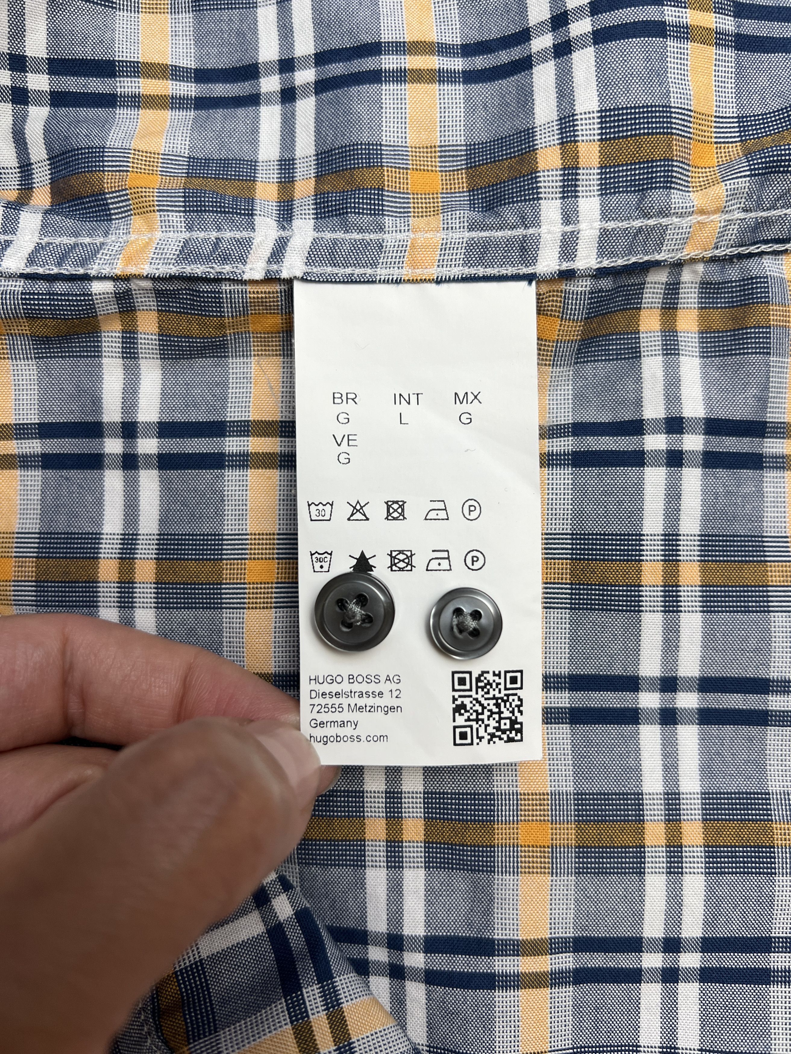 Hugo Boss Hugo Boss Regular Fit Checked Shirt – Blue/Orange – Size L Size US L / EU 52-54 / 3 - 21 Thumbnail