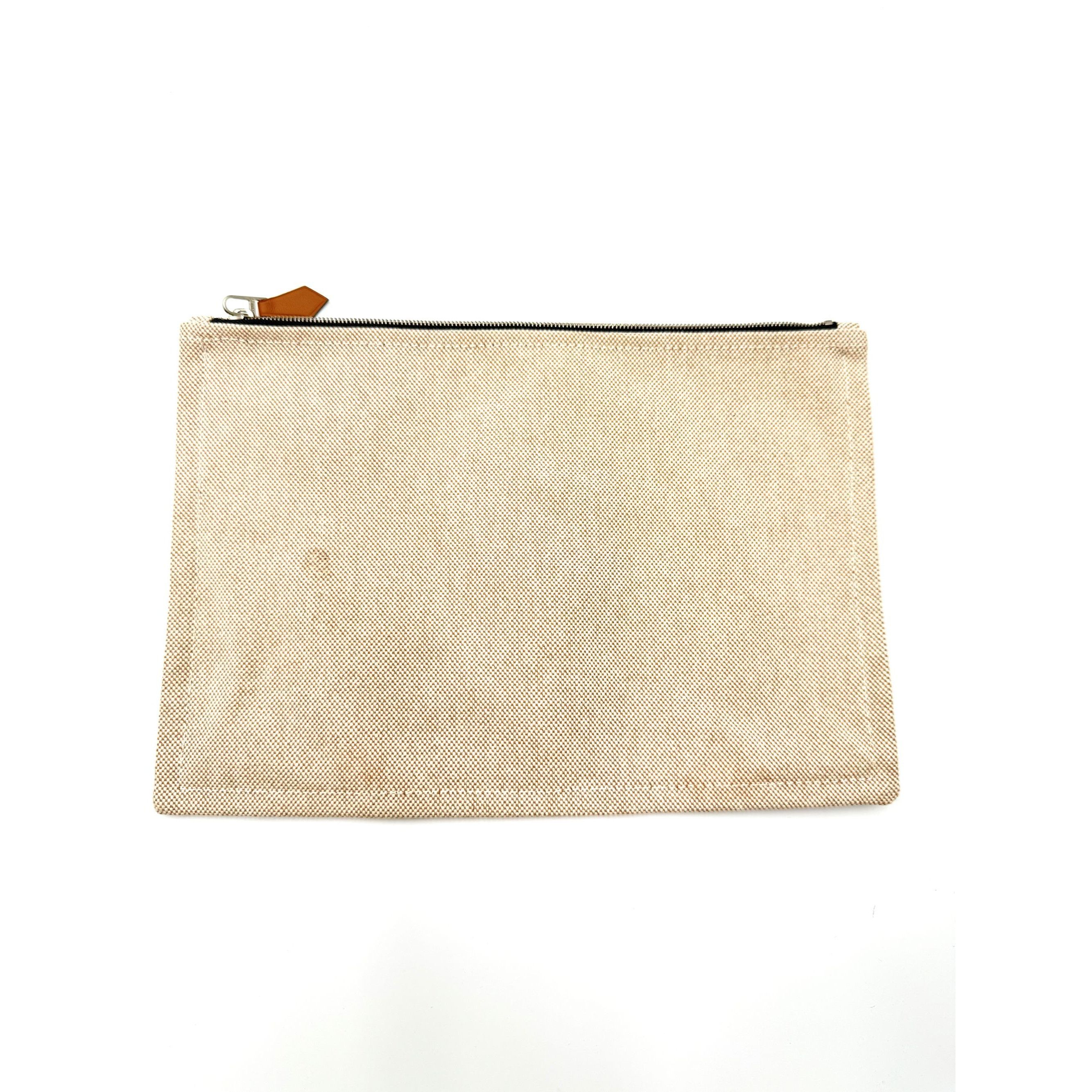 Hermes Hermès Bain Paris Beige Zip Pouch Size ONE SIZE - 2 Thumbnail