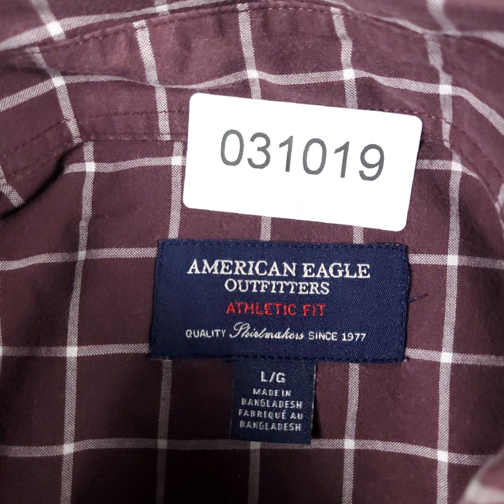 American Eagle Outfitters American Eagle Outfitters Shirt Mens Large Burgundy Check Button-Up Long Sleeve Size US L / EU 52-54 / 3 - 7 Thumbnail