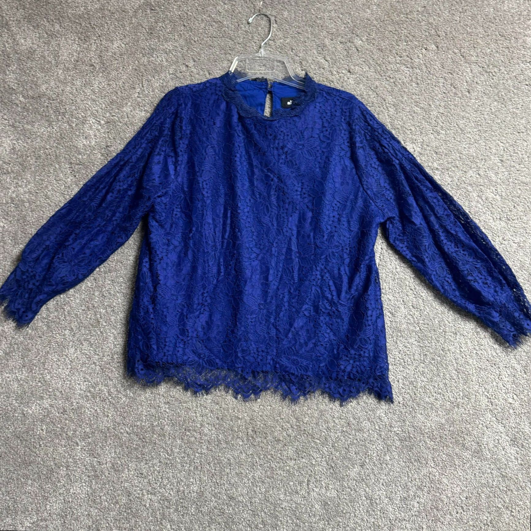 Vintage Alice Blue Blouse L Romantic Lace Floral Lined Whimsigoth Fairy Grunge Boho Chic Shirt Women Long Sleeve Purple with blue lining Size L / US 10 / IT 46 - 2 Thumbnail