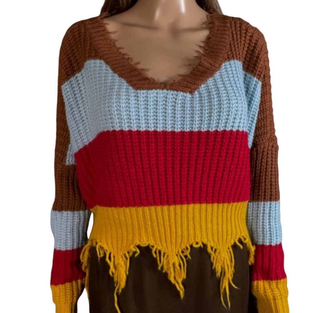Other Love J Striped Striped Cropped Distressed Sweater Size S Size S / US 4 / IT 40 - 9 Thumbnail
