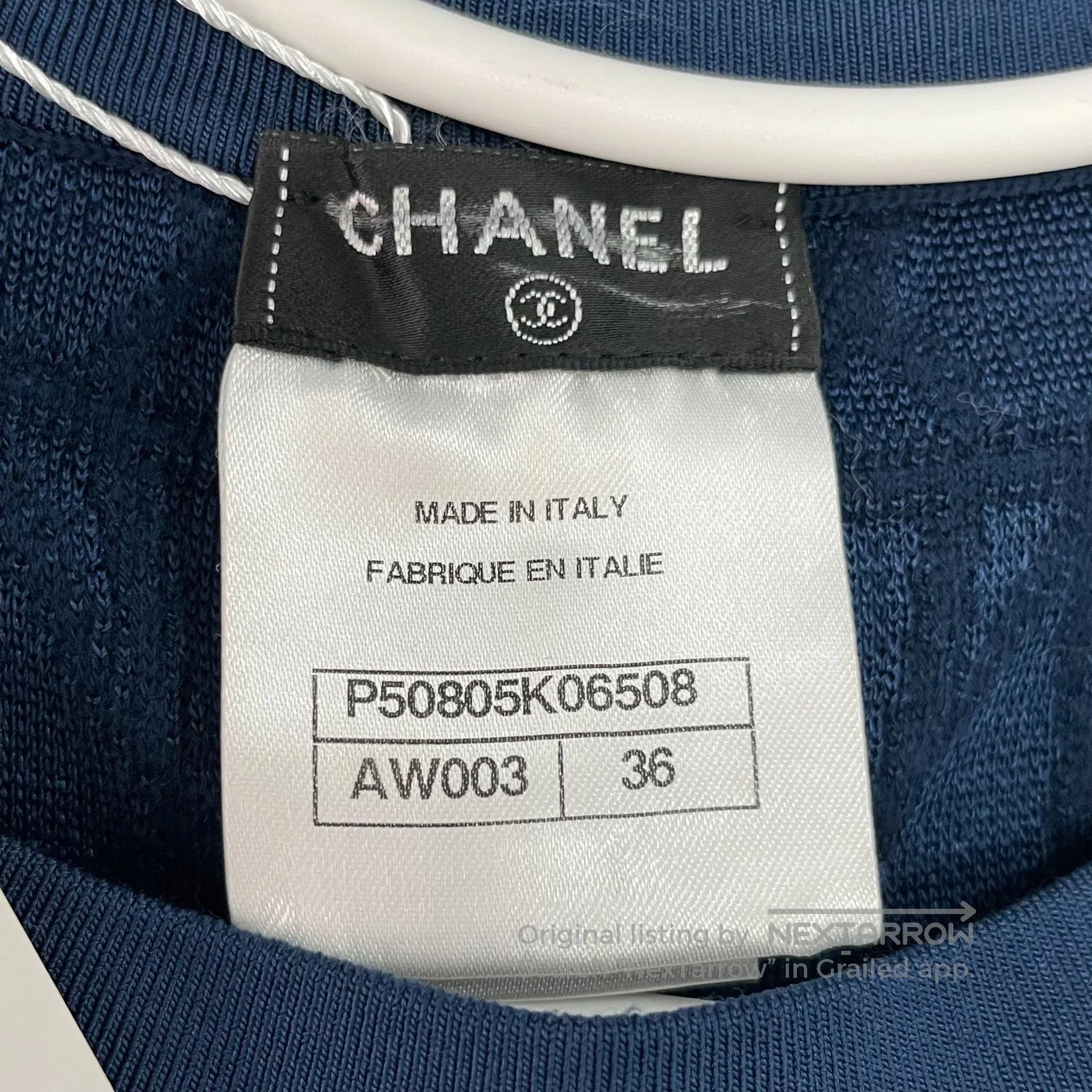 Chanel Chanel Deep Blue Printed Faux Two Piece Knit Top| Size XS / US 0-2 / IT 36-38 - 6 Thumbnail