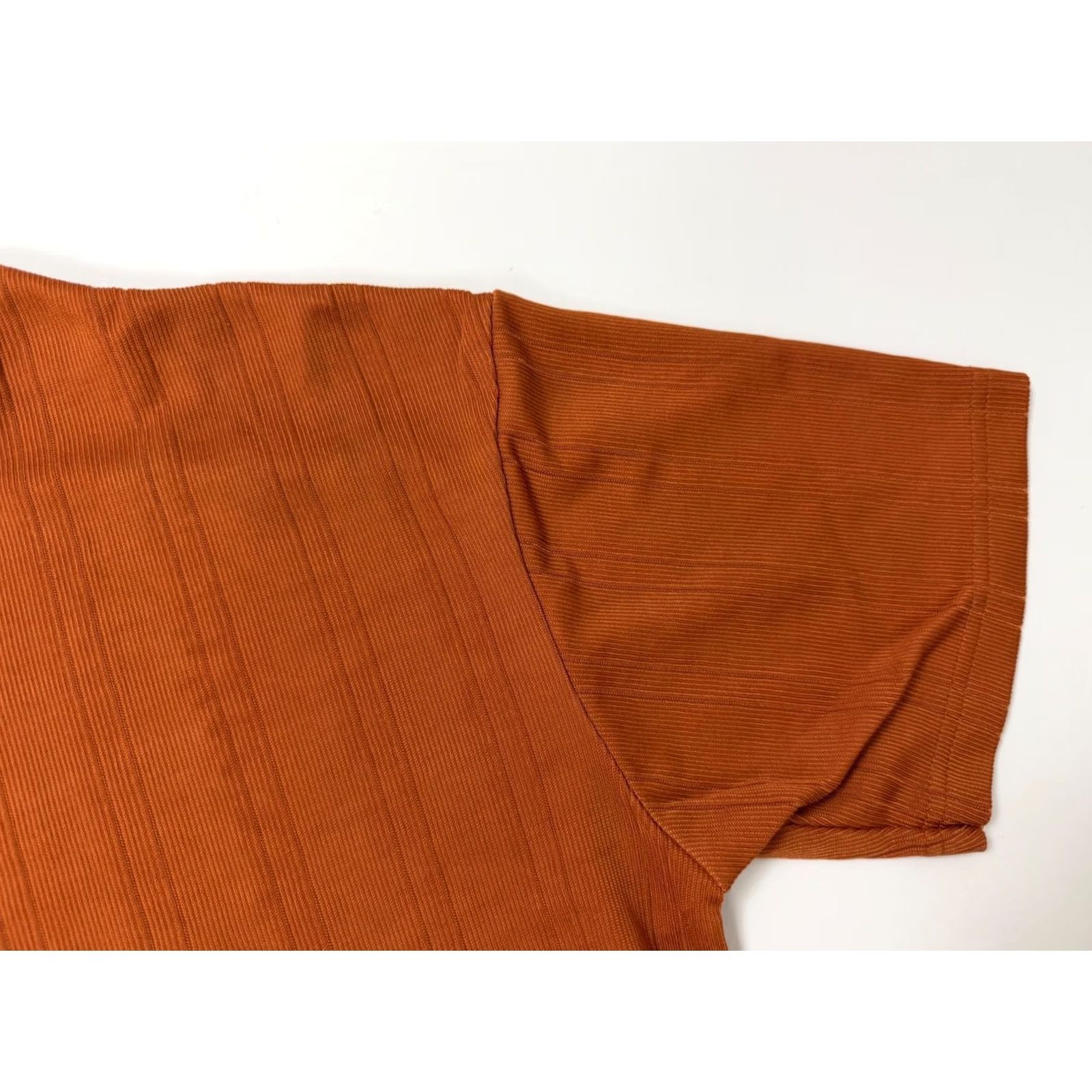 Vintage Vintage 90s Y2K Ribbed Shirt Men Large Silky Stretchy Polyester Burnt Orange Size US L / EU 52-54 / 3 - 3 Thumbnail