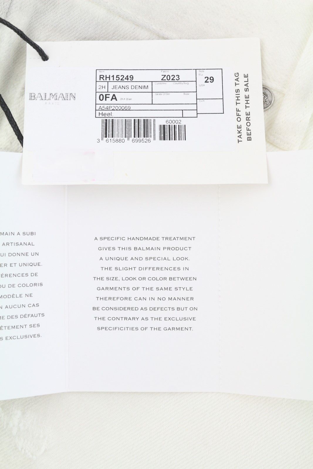 Balmain 29 White Distress Straight Destroyed Jeans 86717 Size US 29 - 6 Thumbnail