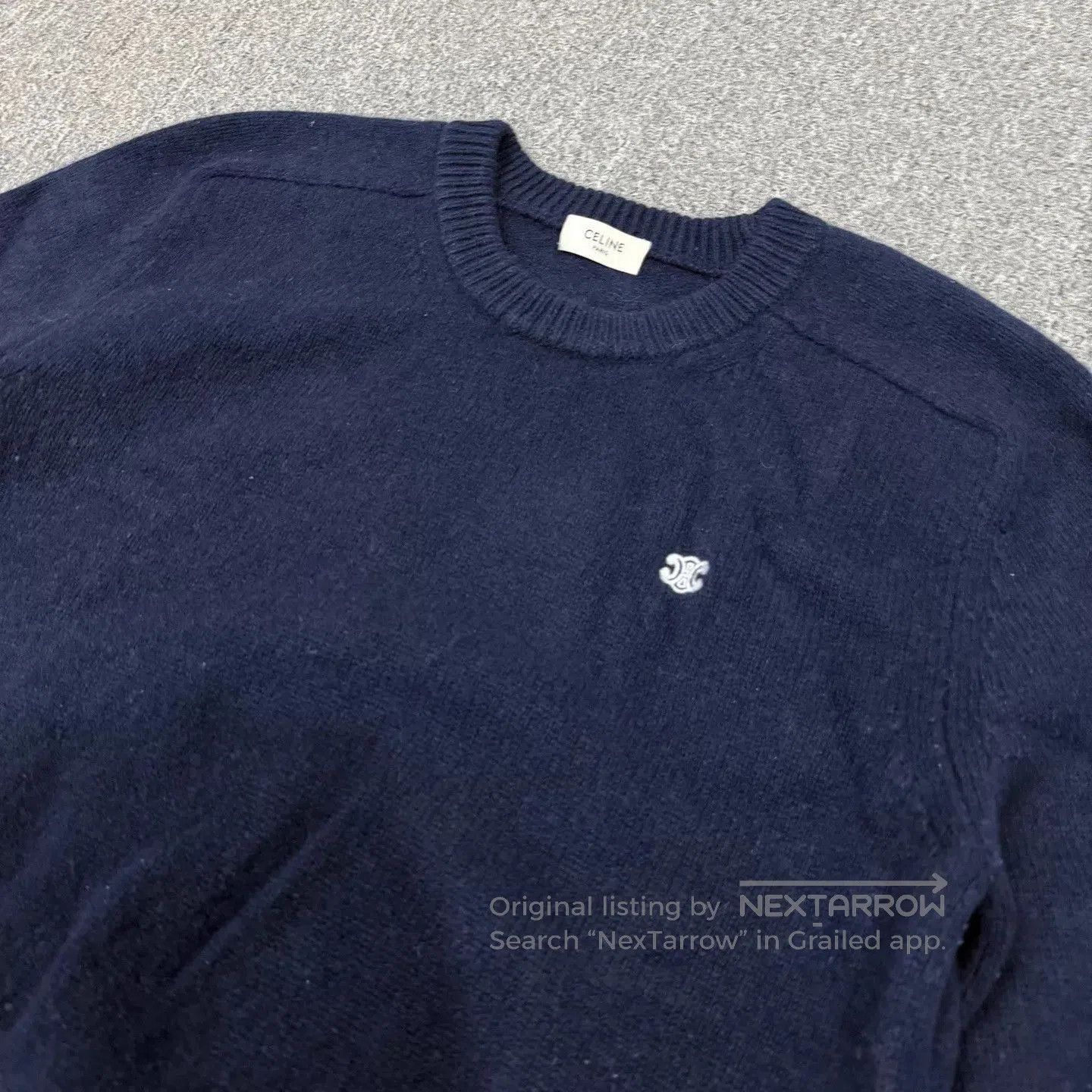 Celine Blue Long Sleeve Knit Sweater Size L. Size US L / EU 52-54 / 3 - 3 Thumbnail