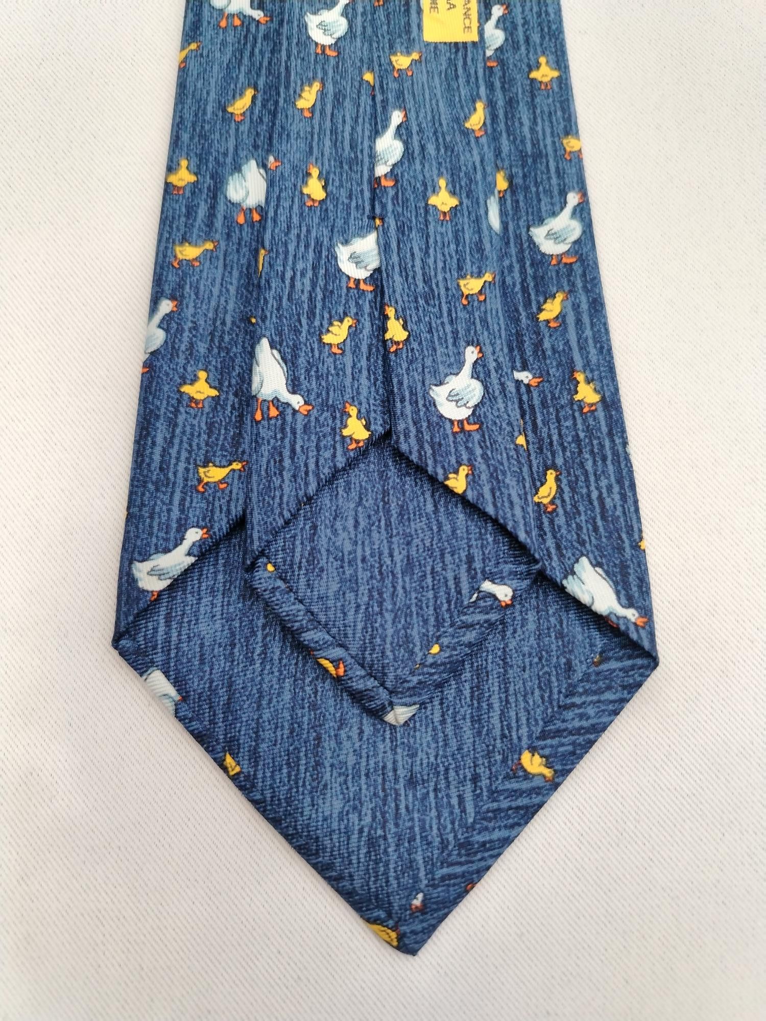 Hermes Hermes Paris 7595 SA Silk Necktie Duckling Pattern Tie Size ONE SIZE - 8 Thumbnail
