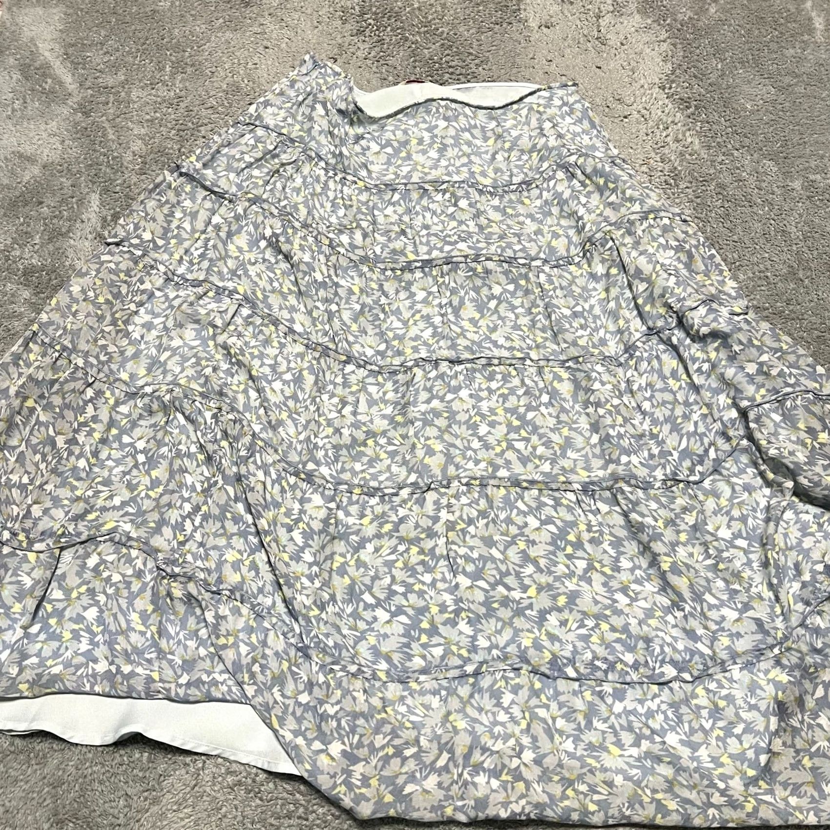 Vintage Sundance Maxi Skirt Women 12 Tiered Floral Silk Long Blue Lined Size 34" / US 12 / IT 48 - 4 Thumbnail