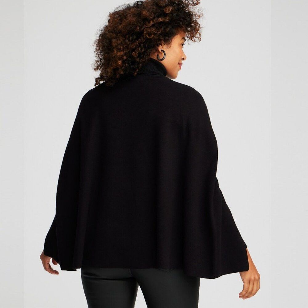 Chicos New Chico's Black Knit Sweater Cape Size XXS/XS Size XS / US 0-2 / IT 36-38 - 2 Thumbnail