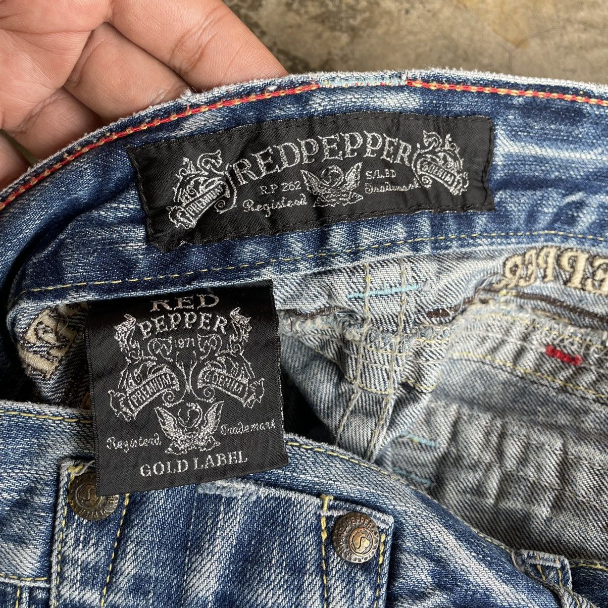 Japanese Brand 🔥🇯🇵Vintage Red Pepper Stoned Washed Distress Denim Jeans Size US 34 / EU 50 - 13 Thumbnail