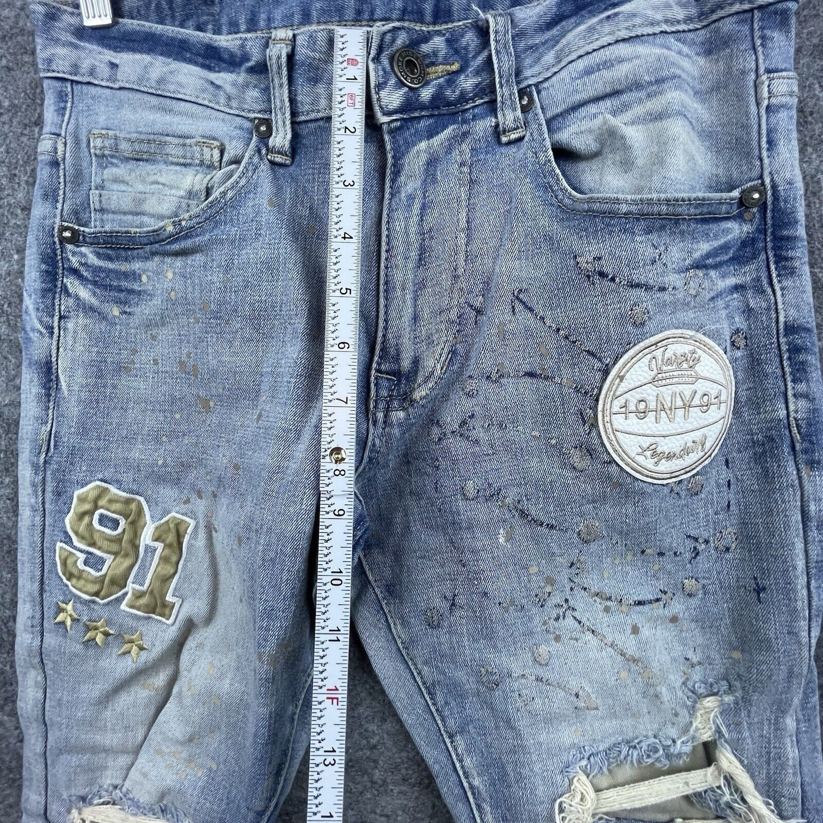 Smoke Rise Smoke Rise Jeans Mens 30 Skinny Paint Ripped Patches Varsity Size US 30 / EU 46 - 11 Thumbnail