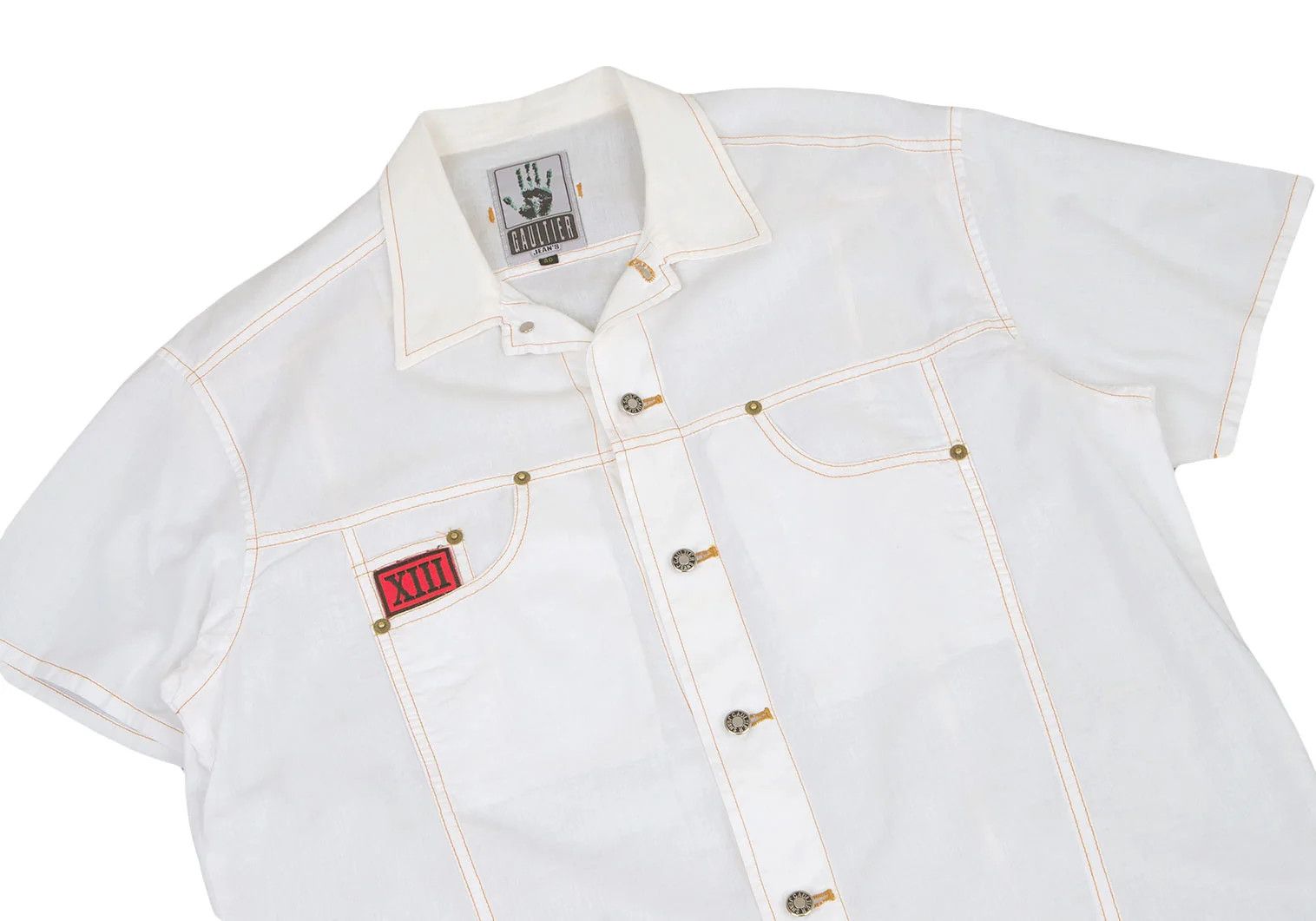 Jean Paul Gaultier Pocket Design Short Sleeve Shirt in White Size 40 Size US XXL / EU 58 / 5 - 2 Thumbnail