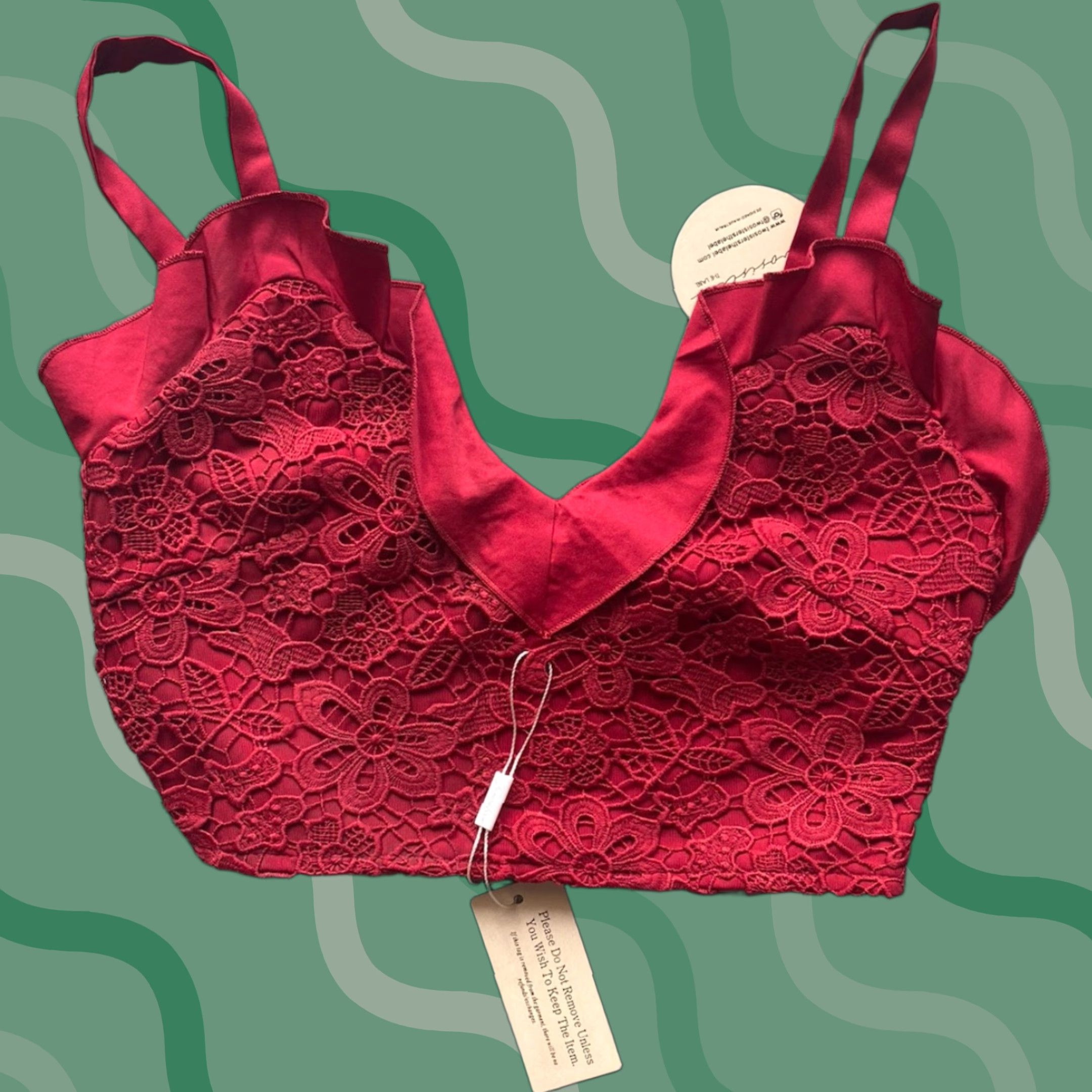 Vintage Two Sisters The Label Tank WOMENS XS Red Lace Crop Top V Neck NEW WITH TAGS Size XS / US 0-2 / IT 36-38 - 1 Thumbnail