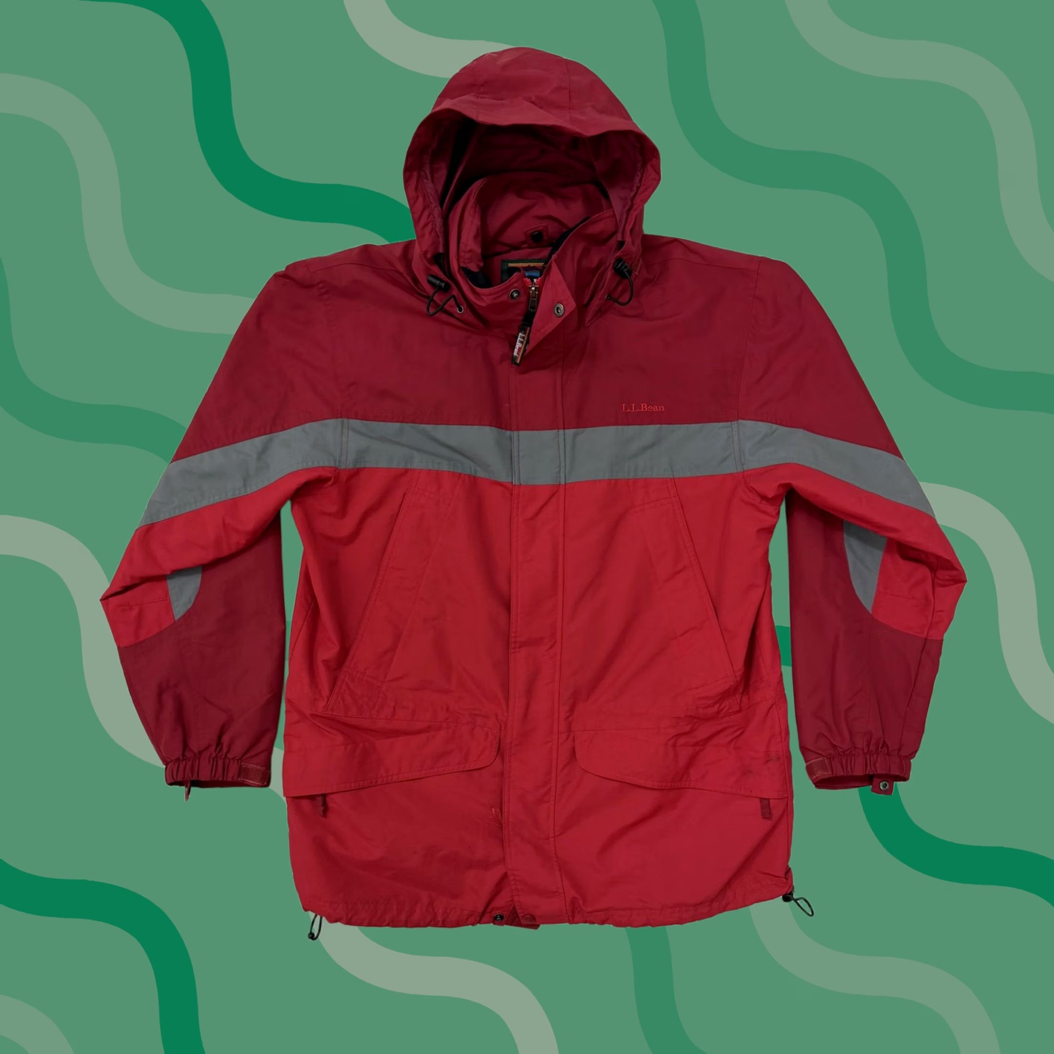 Vintage LL Bean Jacket Mens M Red Hooded Windbreaker Nylon Full Zip Outdoor Winter Branded Logo Zip Pockets Size US M / EU 48-50 / 2 - 1 Thumbnail