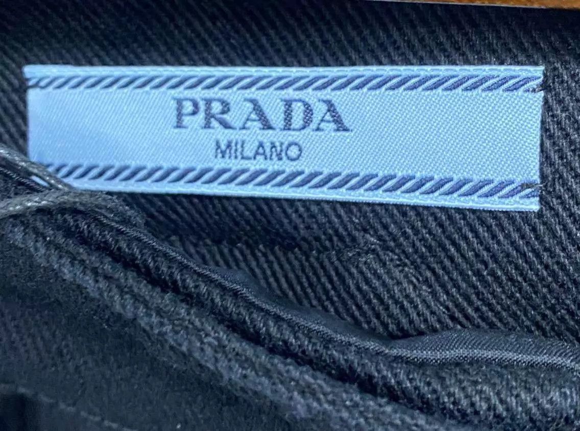 Prada PRADA Black Triangle Logo Wide-Leg Pants 36S New with Tags Size 24" / US 00 / IT 34 - 4 Thumbnail
