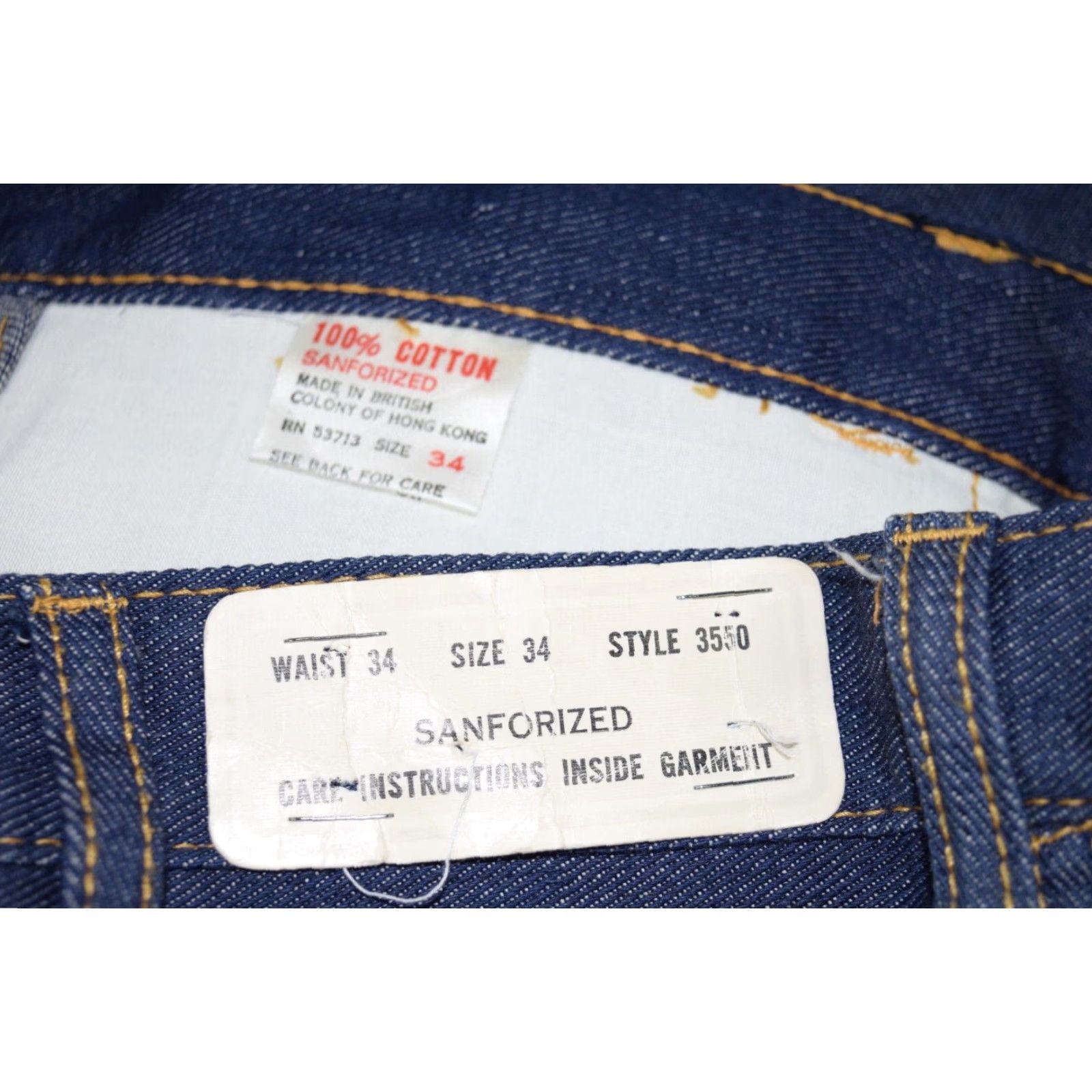 VINTAGE 1960s SANFORIZED DENIM CUT OFF Jean Shorts 34 Waist Blue Hippy Womens