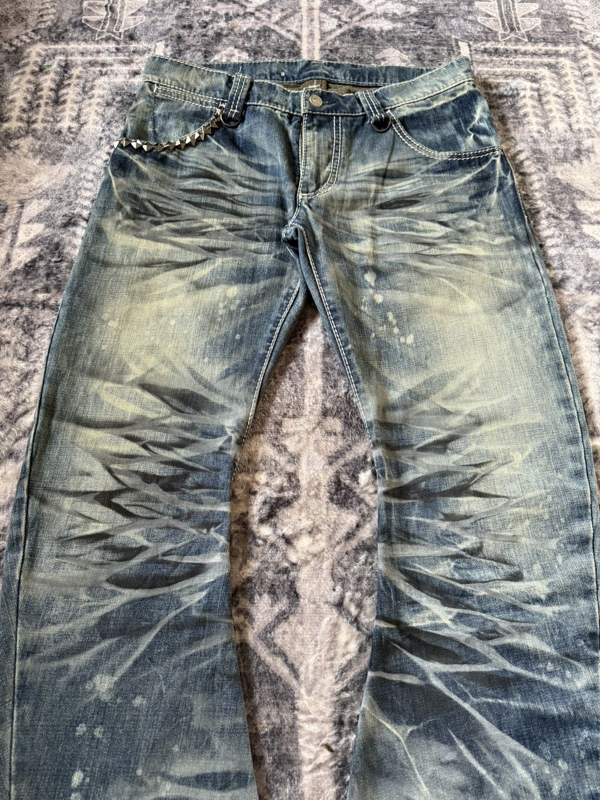 GOSTAR DE FUGA Buffalo bobs japan heavy claw mark studded flared jeans Size US 32 / EU 48 - 3 Thumbnail