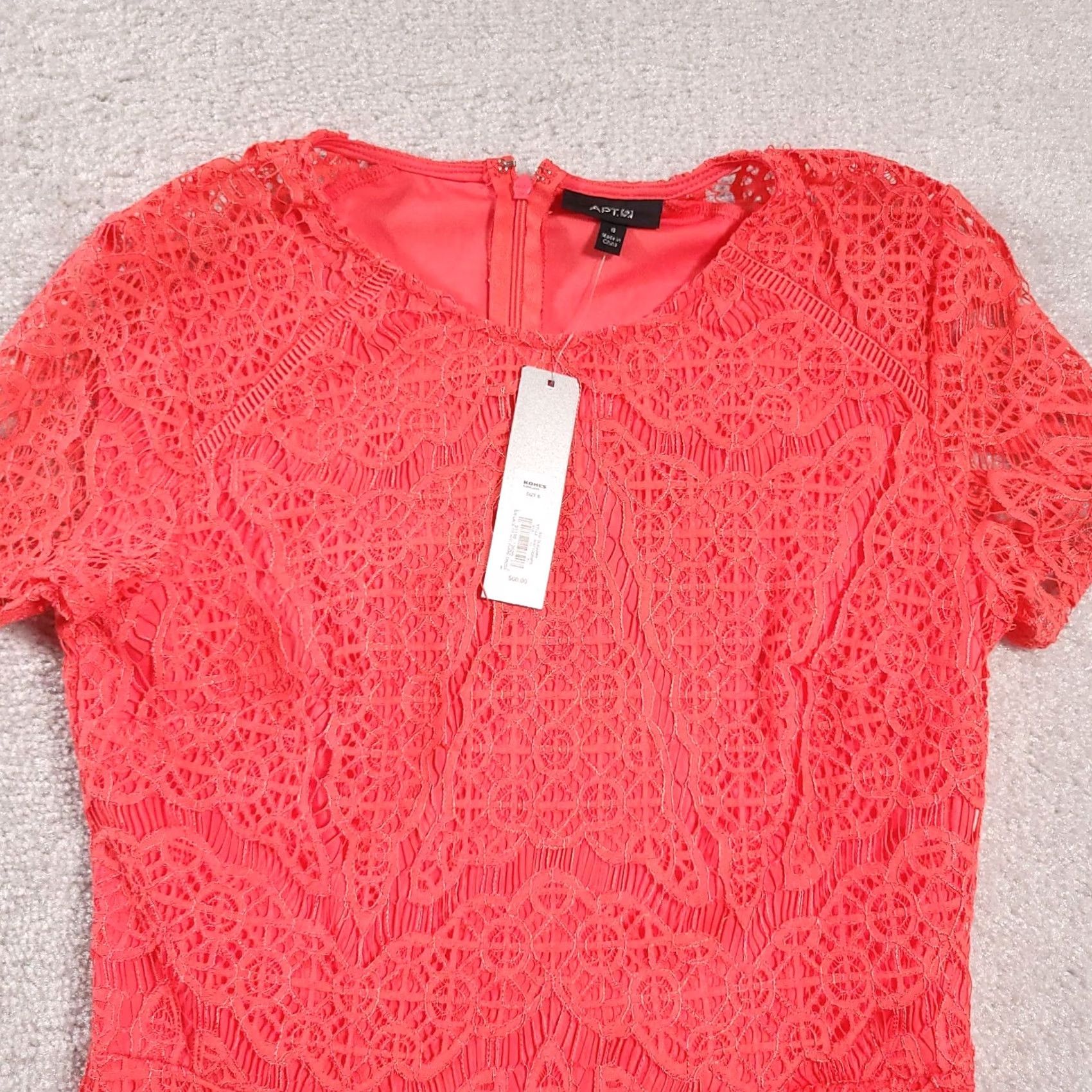 Apt. 9 VINTAGE Apt. 9 Womens Small Dubarry Lace Fit & Flare Dress Orange Size S / US 4 / IT 40 - 3 Thumbnail
