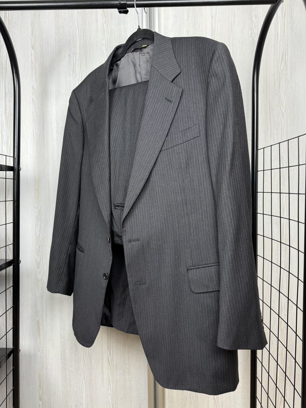 Lanvin Lanvin Classique Dark Gray Striped Wool 3 Button Vented Suit Size 42R - 2 Thumbnail