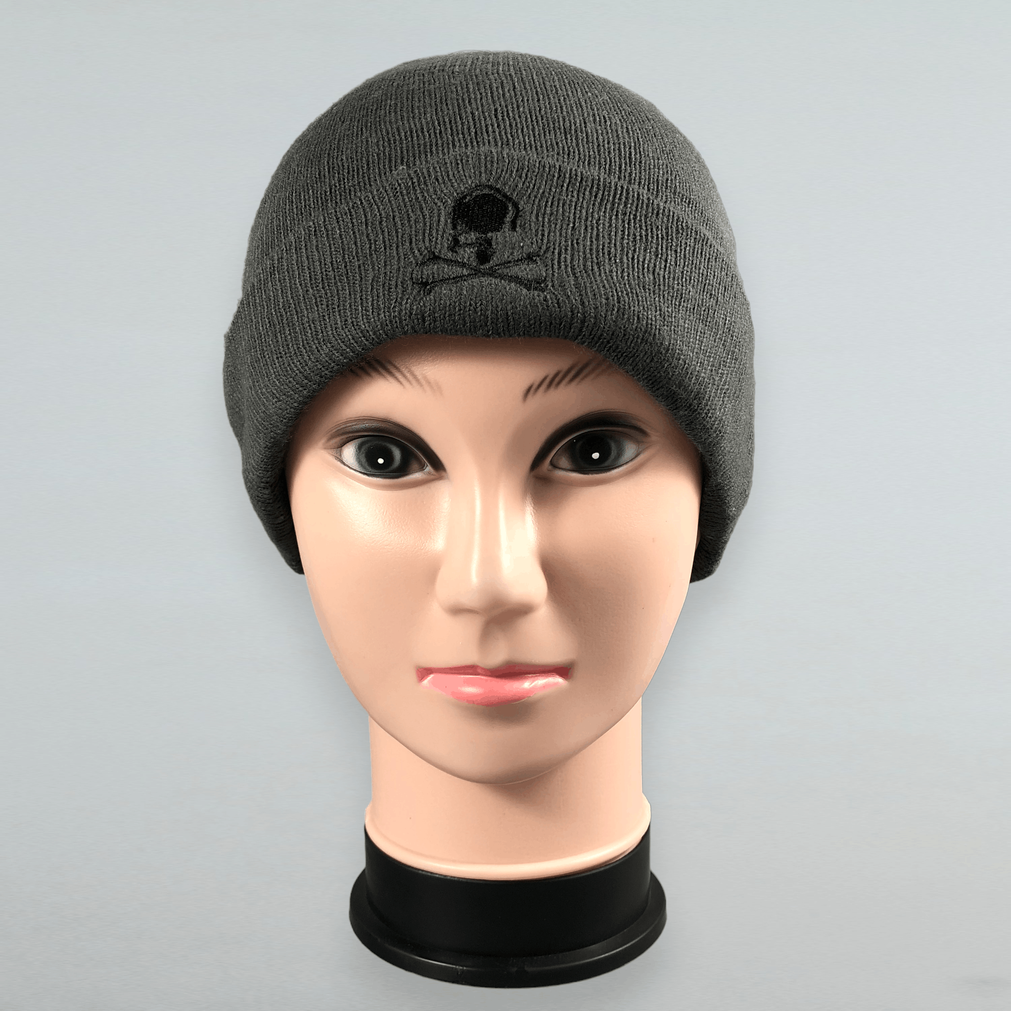image of Japanese Skull Beanie in Grey, Men's