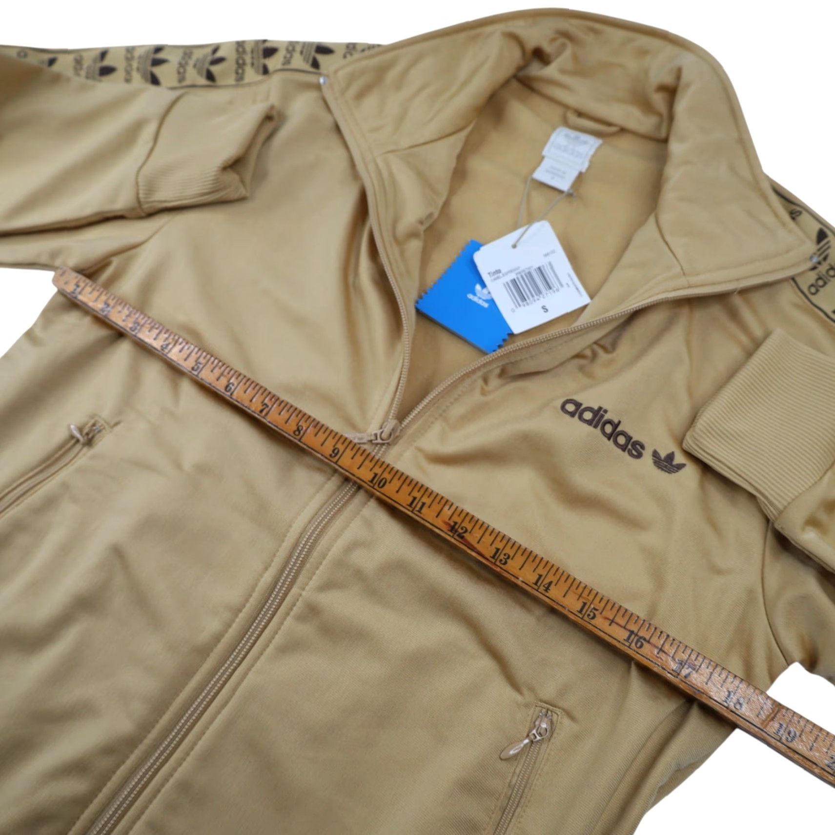Adidas NWT Adidas Originals Track Jacket Mens Small Gold Tinto Repeat Tape Logo Size US S / EU 44-46 / 1 - 7 Thumbnail