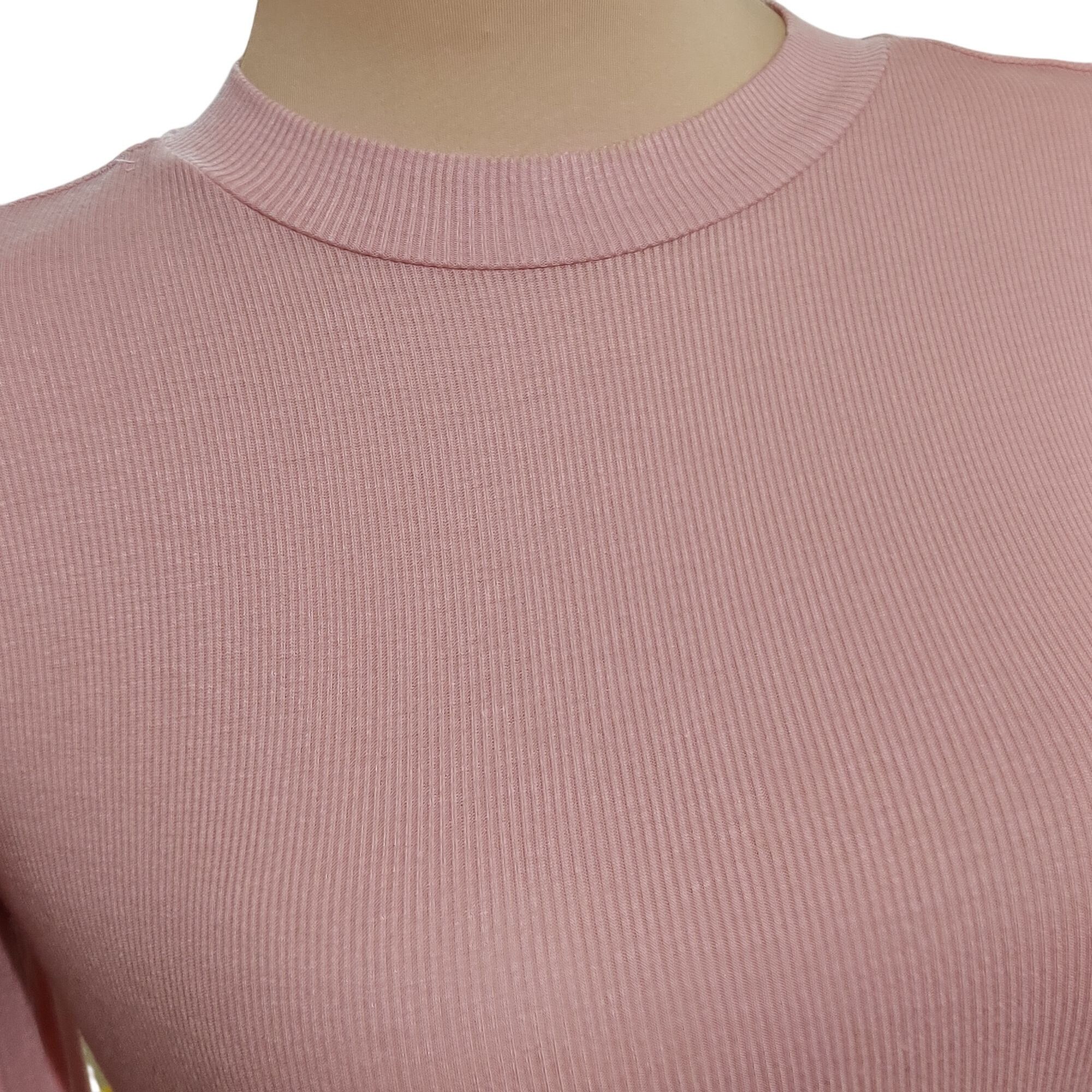 Other Timing L Pink Ribbed High Neck Top Long Sleeve Lightweight S Size L / US 10 / IT 46 - 4 Thumbnail