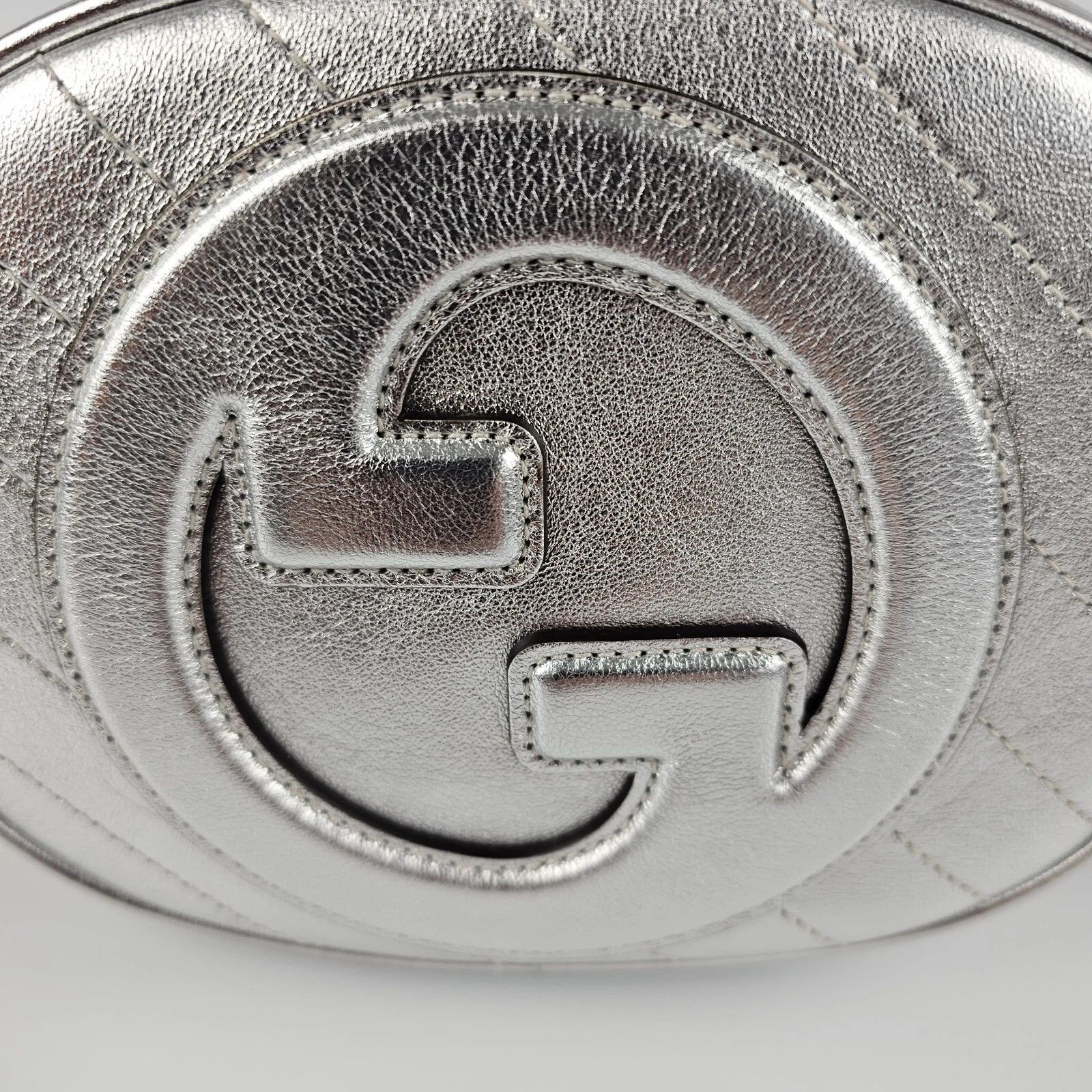 Gucci GUCCI Blondie Mini Metallic Silver Leather Shoulder Bag Size ONE SIZE - 8 Thumbnail