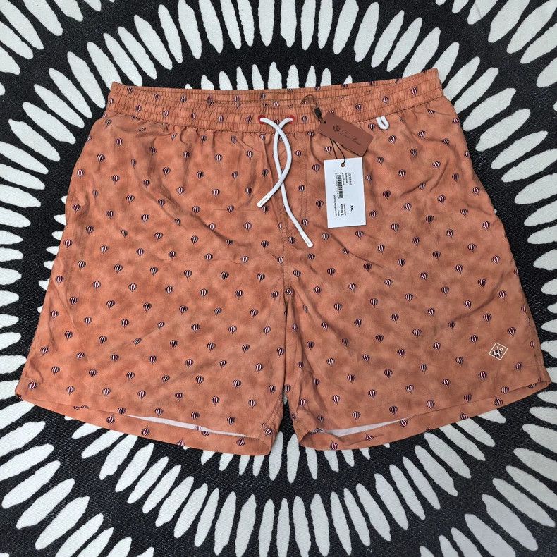 Loro Piana LORO PIANA sizeXXL Orange balloon pattern nylon beach short Size US 31 - 1 Thumbnail