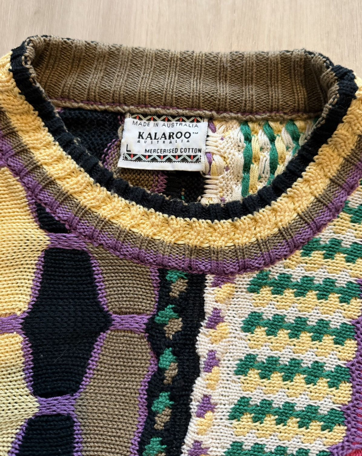 Vintage Vtg Kalaroo Sweater 3D Knit Coogi Wool Purple Pink Sz L Size US L / EU 52-54 / 3 - 3 Thumbnail