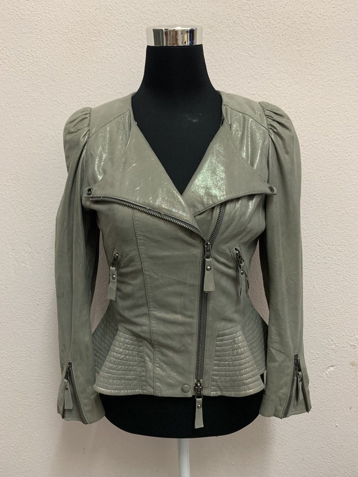Japanese Brand FLAMMEUM Metalic Leather Jacket Size S / US 4 / IT 40 - 1 Thumbnail