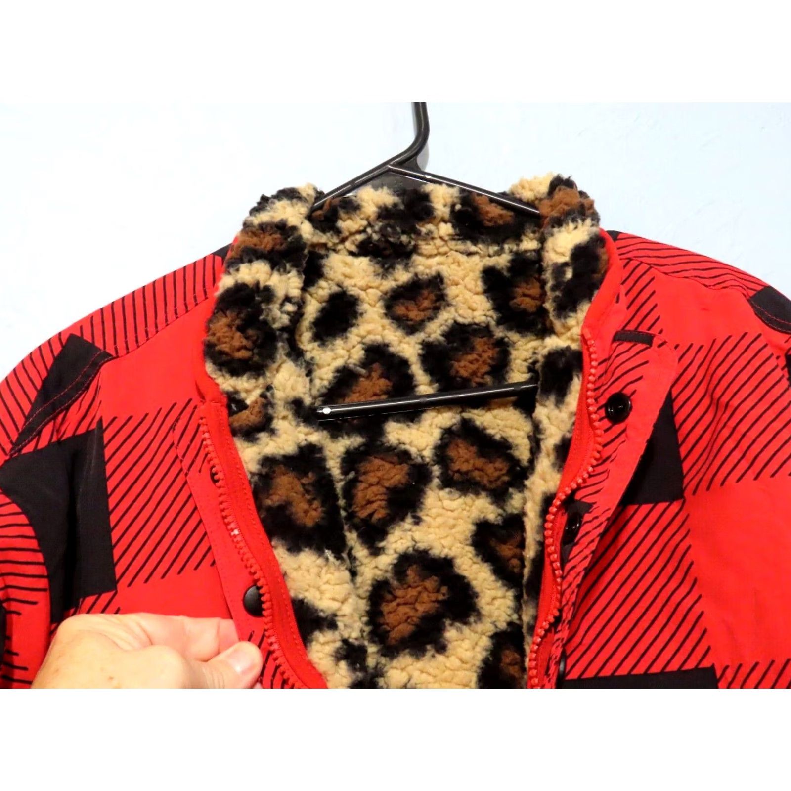 Vintage VINTAGE Simply Southern Collection Womens M Reversible Buffalo Plaid Sherpa Leopard Coat Size M / US 6-8 / IT 42-44 - 4 Thumbnail