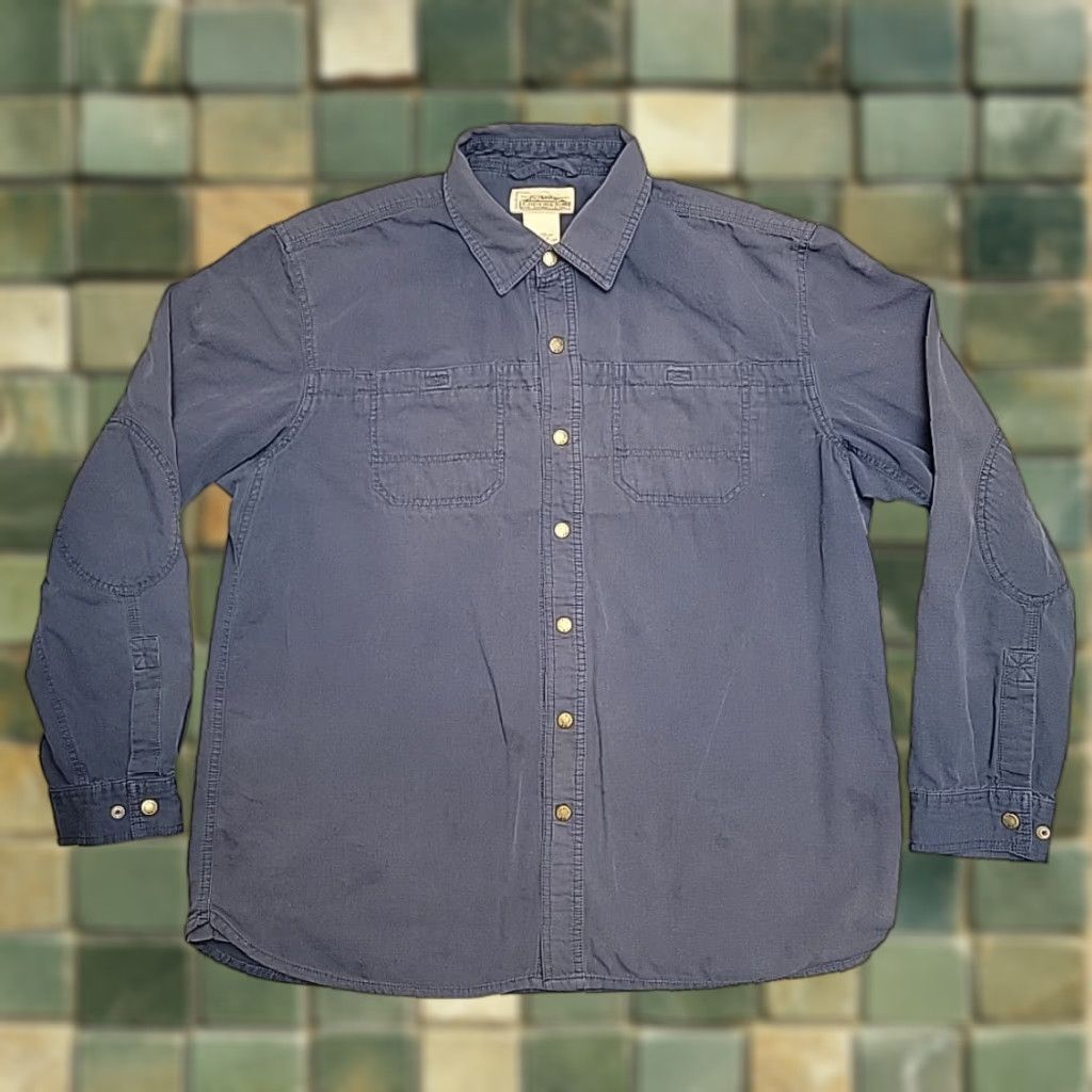 Vintage VINTAGE L.L. Bean Katahdin Iron Works Shirt Men Blue Textured Cotton Button Y2K Shirt Mens L Blue Cotton Button-Up Vintage Size US L / EU 52-54 / 3 - 1 Thumbnail
