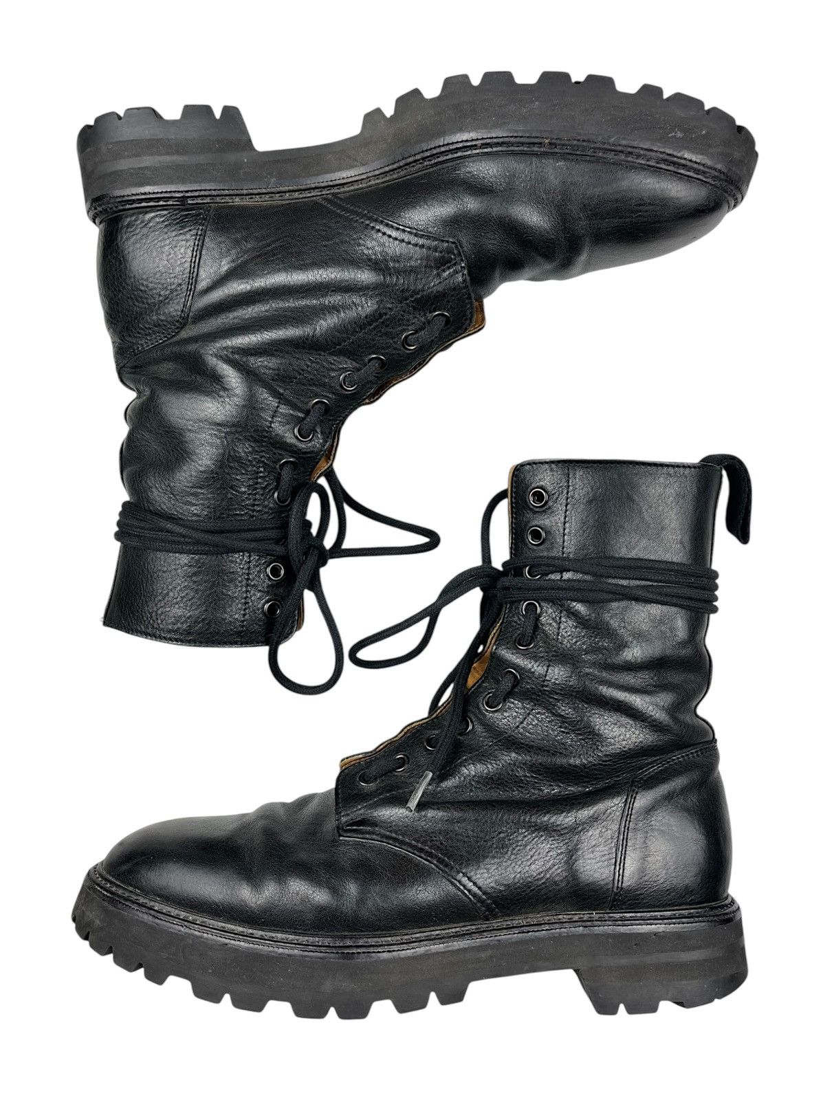 Maison Margiela SS18 Maison Margiela Lug Sole Black Leather Combat Boots Size US 9 / EU 42 - 1 Thumbnail