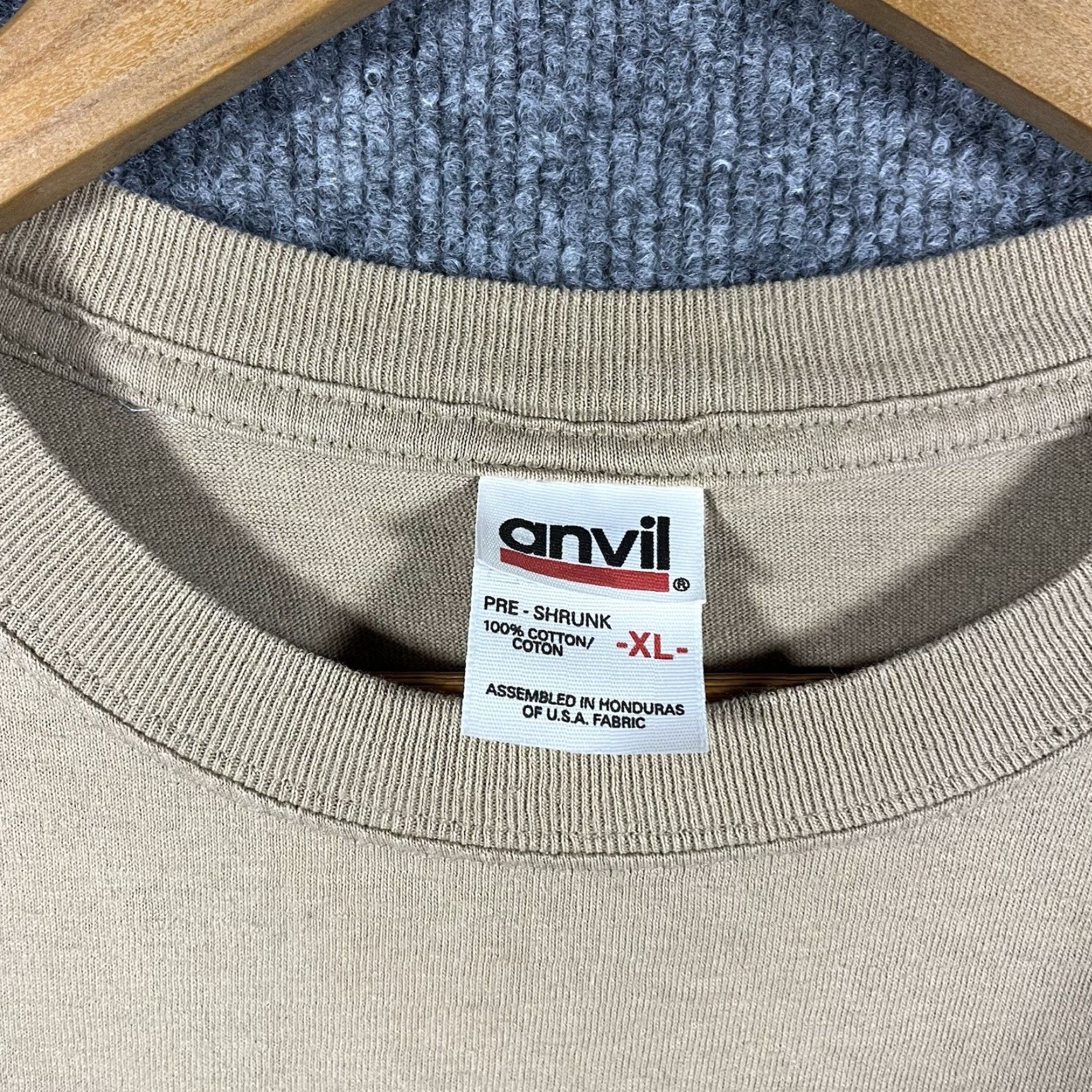 Anvil VINTAGE Anvil Shirt Mens XL Tan 90s Fitness Dance Crew Neck Short Sleeve T-Shirt Easy Care Cotton | Wild About Jazzercise Size US XL / EU 56 / 4 - 3 Thumbnail