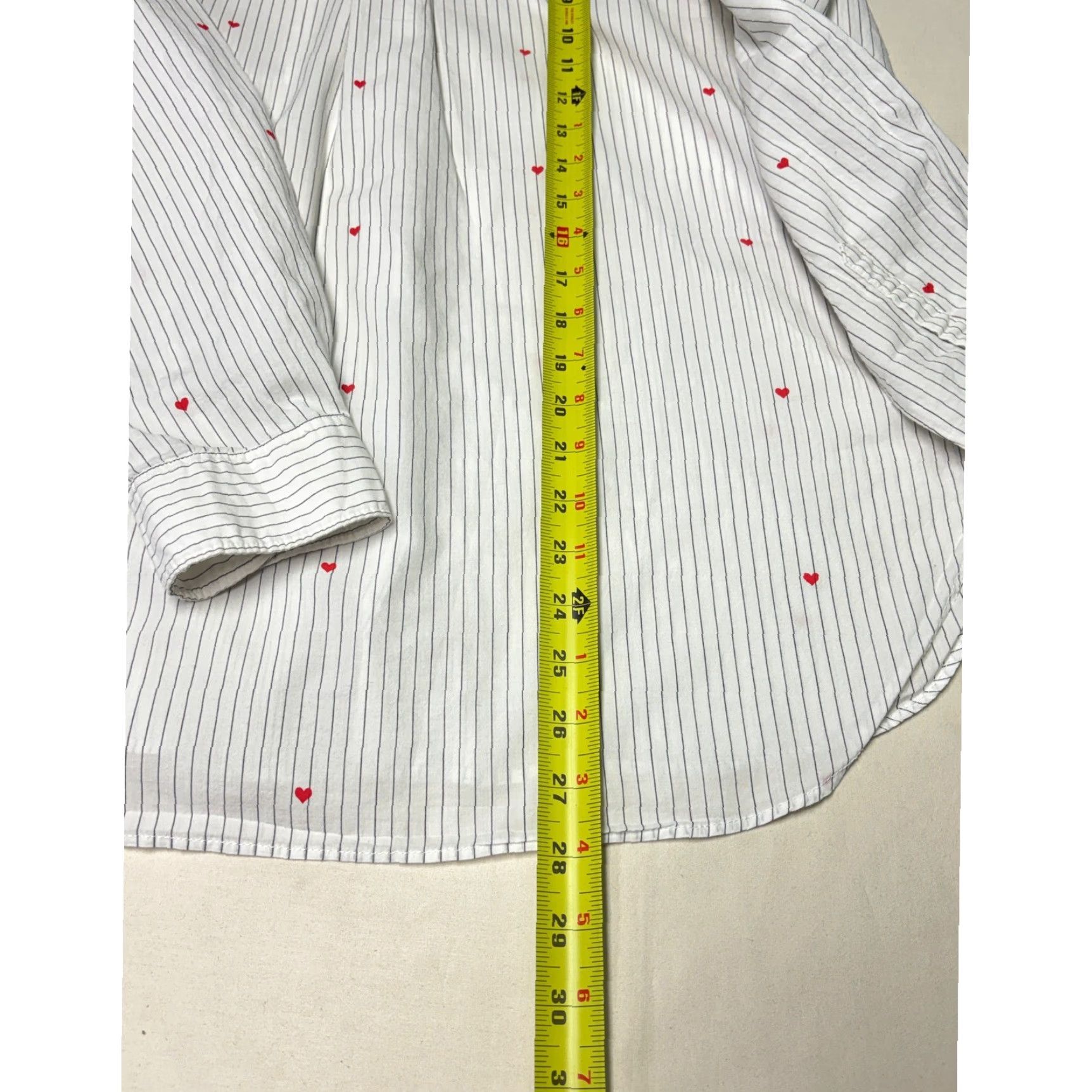 Marine Layer Marine Layer White Pinstripe Red Heart Embroidered Button-Down Women Shirt M Size M / US 6-8 / IT 42-44 - 7 Thumbnail