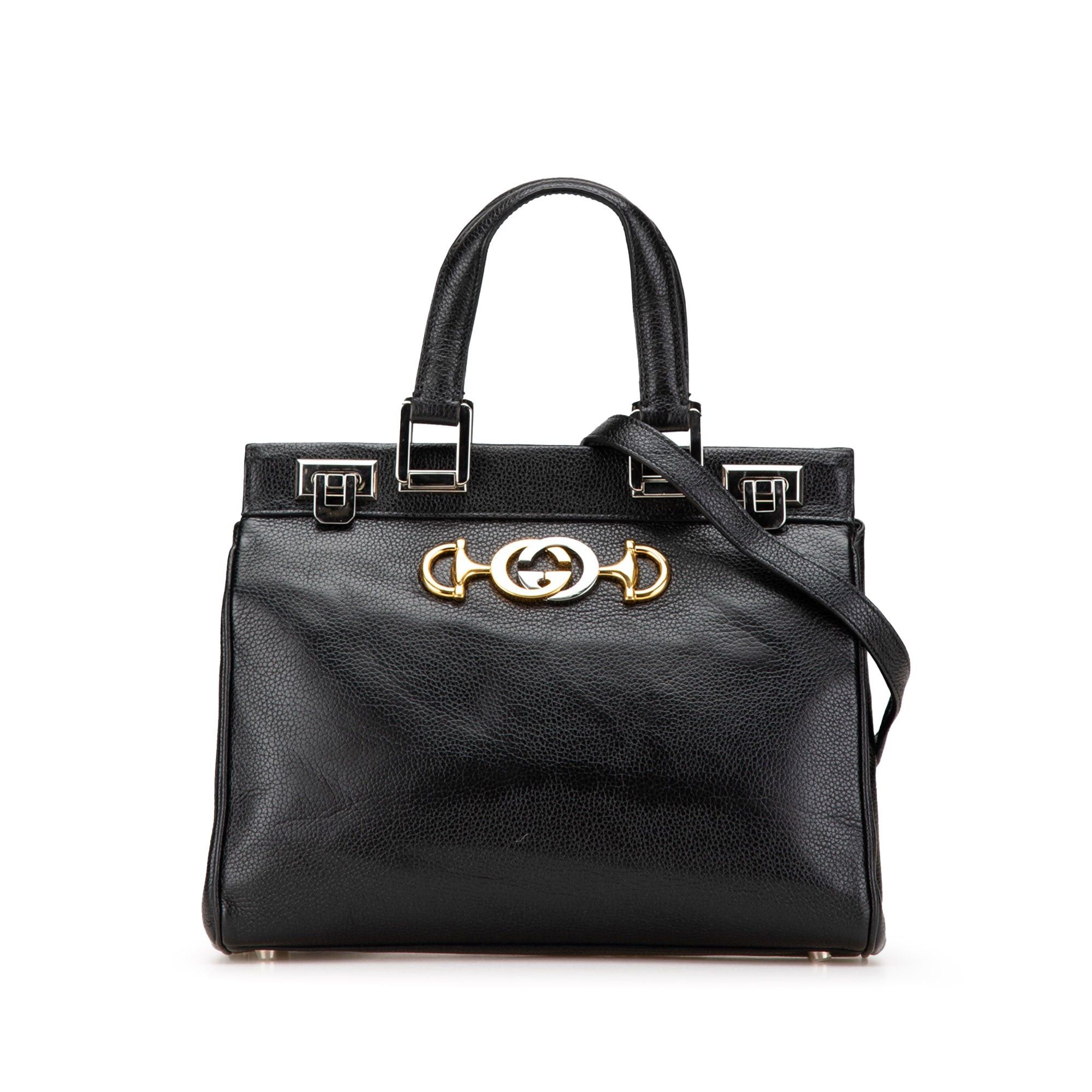 Gucci Gucci Small Grainy Calfskin Zumi Top Handle Bag Black Size ONE SIZE - 1 Thumbnail