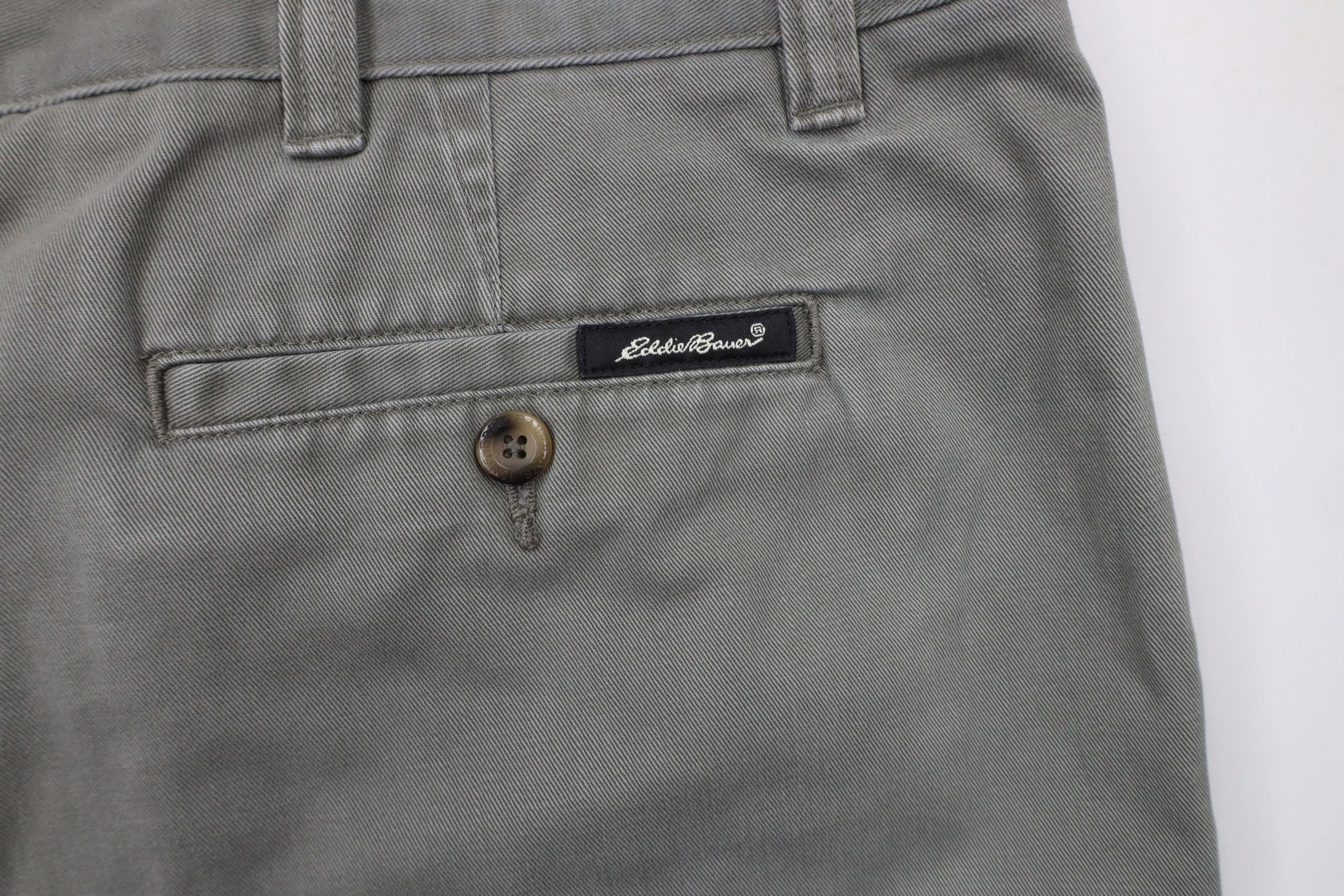 Eddie Bauer × Vintage Vintage 90s Eddie Bauer Pleated Wide Leg Chino Pants Green Size US 40 / EU 56 - 18 Thumbnail