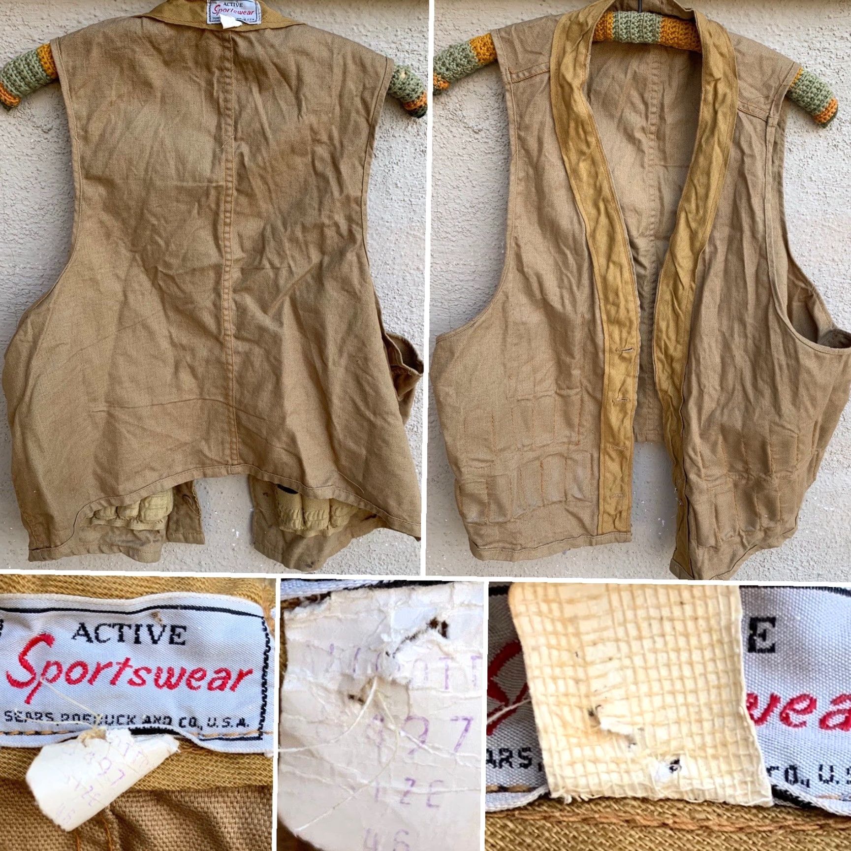 Sears VINTAGE Sears, Roebuck and Co Hunting Vest Shirt Mens 46 Beige Outdoor 90s Hunters Size US S / EU 44-46 / 1 - 6 Thumbnail
