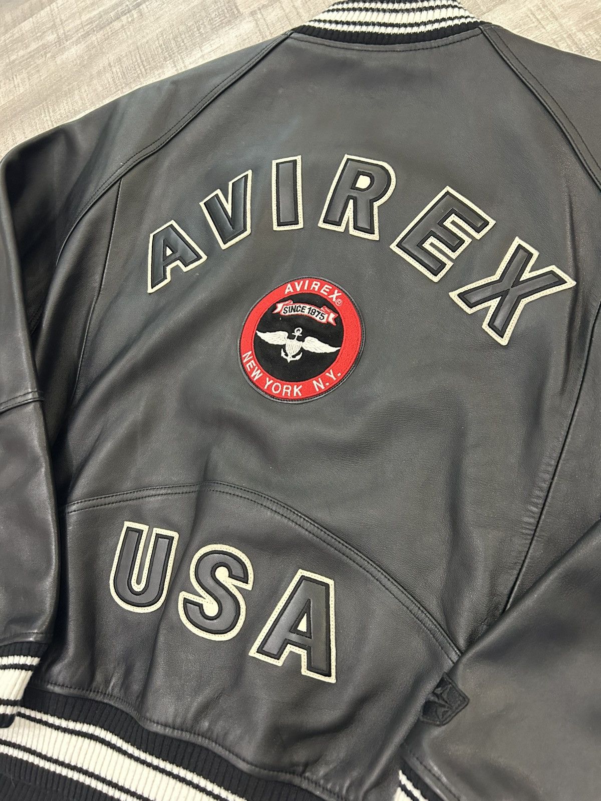 Avirex Avirex Stadium Bomber Leather Jacket Size US XXL / EU 58 / 5 - 7 Thumbnail