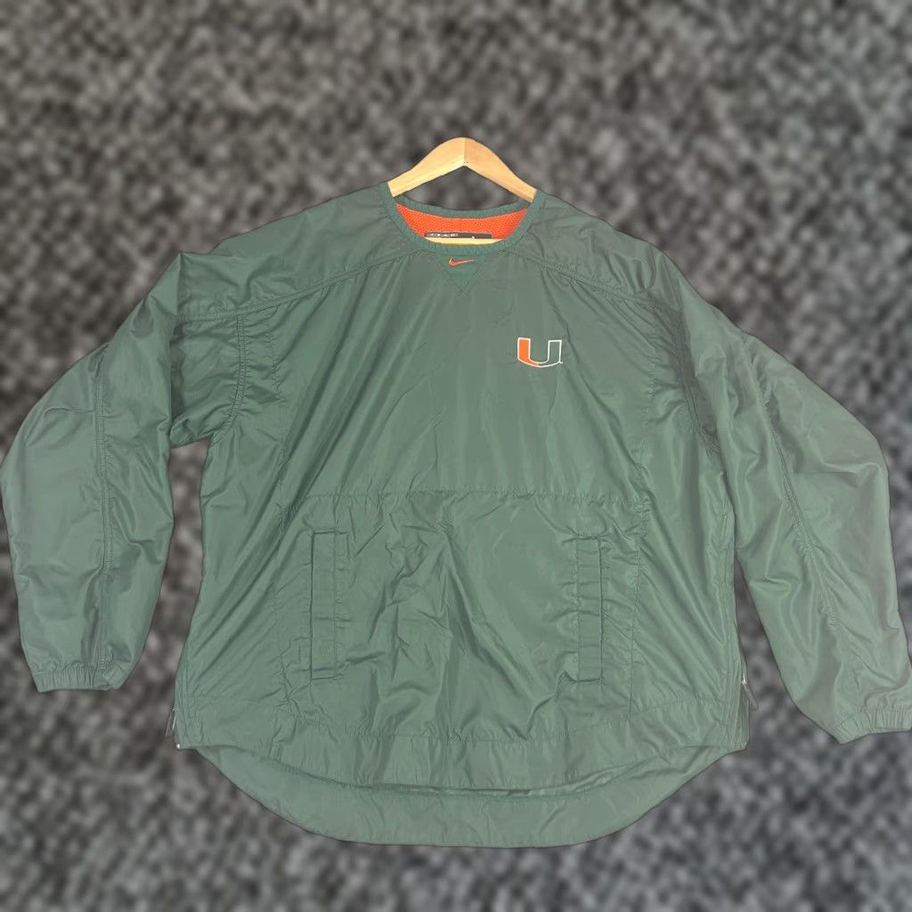 Nike Vintage 90's Nike Miami Hurricane's Men L Pullover Windbreaker Green Size US L / EU 52-54 / 3 - 1 Thumbnail