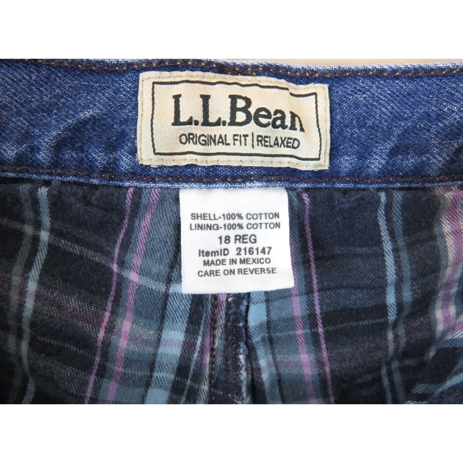 Denime LL Bean Jeans Women 18 Regular Blue Denim Flannel Lined Workwear Outdoors Shirt? Size 40" / US 18 - 4 Thumbnail