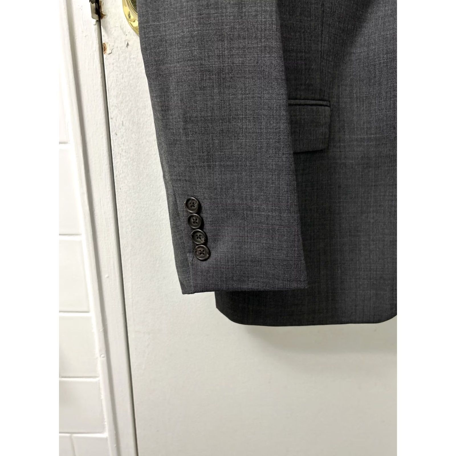 Ralph Lauren Lauren Ralph Lauren Blazer Mens 42R Gray 100% Wool-Laine Two-Button Notch Lapel Regular Fit Solid Jacket Coat Cardigan? Size 42R - 4 Thumbnail