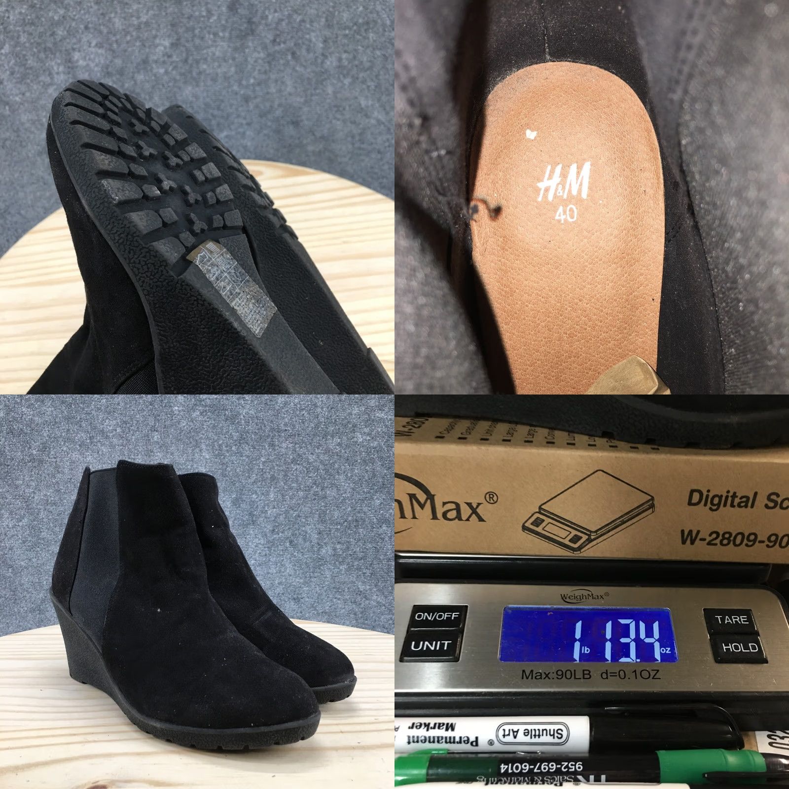 H&M H&M Boots Womens 40 Casual Pull On Chelsea Ankle Bootie Black Faux Suede Wedge Size US 9 / IT 39 - 10 Thumbnail
