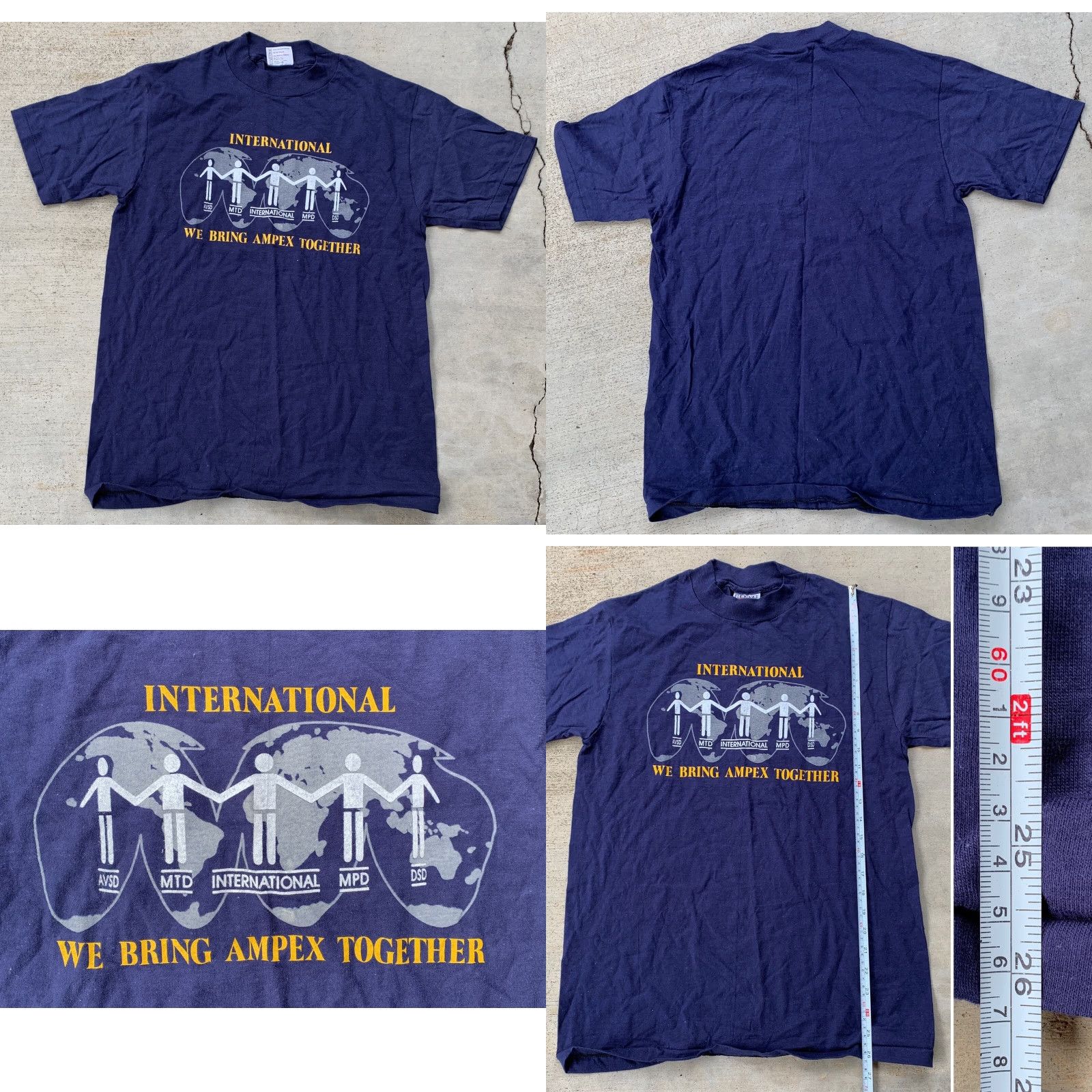 Hanes VINTAGE Hanes Maverick INTERNATIONAL MPD DSD We Bring AMPEX Together Tee Shirt M Blue Mens 1980s Graphic Tee Size ONE SIZE - 8 Thumbnail