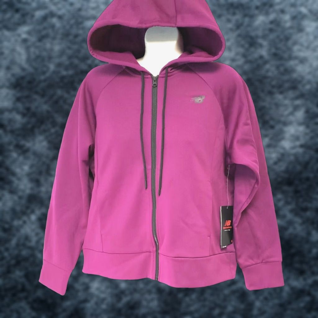 New Balance Womens New Balance Relentless Fleece Jacket Purple Full Zip Hooded Track Jacket w/Hood, WJ03145, Size S, 100% Polyester, Brand New, Activewear, Womens Size S / US 4 / IT 40 - 1 Thumbnail