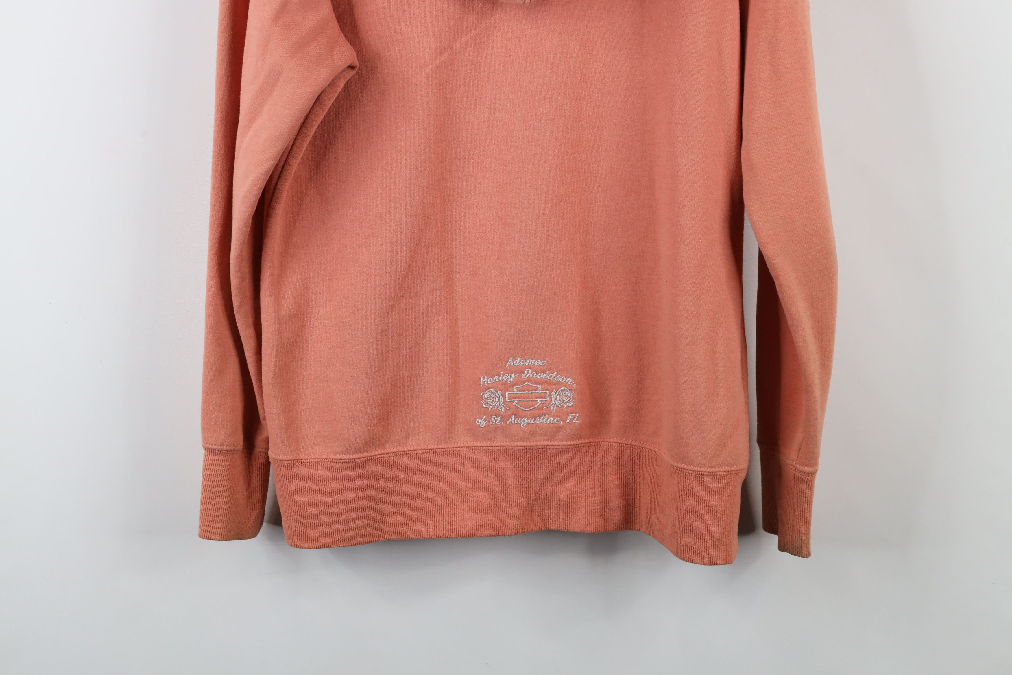 Harley Davidson × Vintage Vintage Harley Davidson Spell Out V-Neck Hoodie Pink Size S / US 4 / IT 40 - 14 Thumbnail
