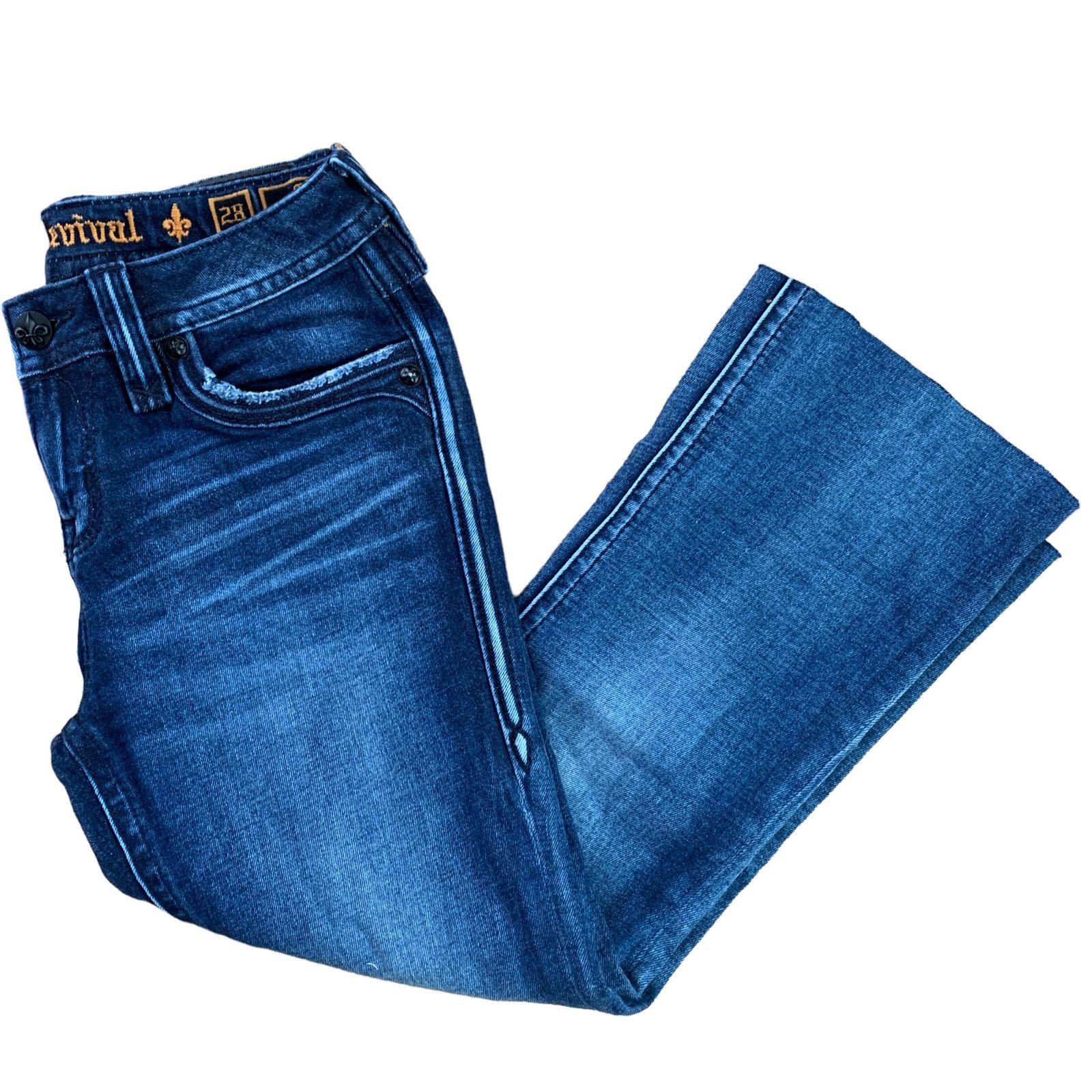 Rock Revival Rock Revival Luz Mid-Rise Flair Cropped Raw Hem Jeans 28 Size 28" / US 6 / IT 42 - 2 Thumbnail