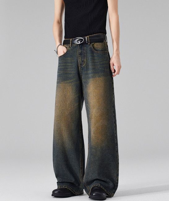 Vintage American high street retro distressed wide-leg jeans Size US 32 / EU 48 - 2 Thumbnail
