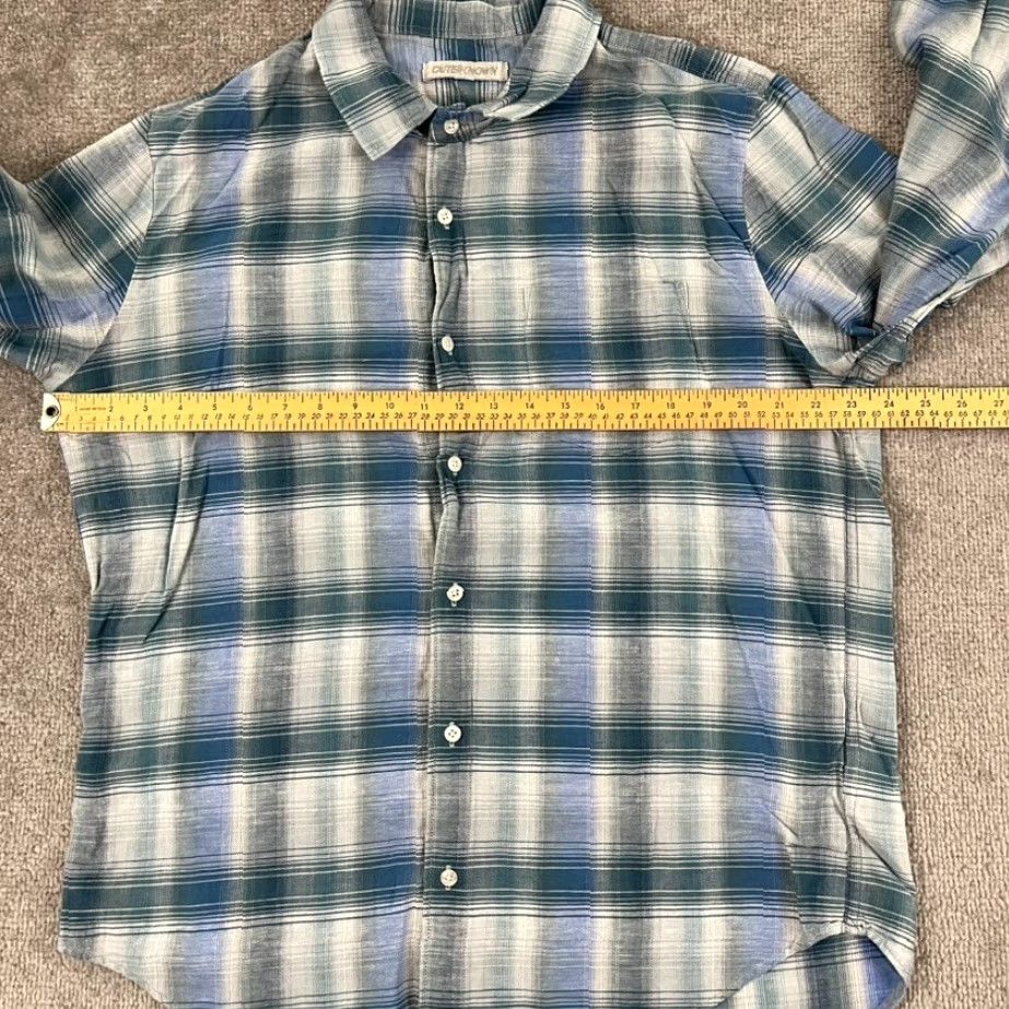 Outerknown VINTAGE Outerknown Shirt Mens XL Blue Plaid Casual Long Sleeve Button-Up Cotton Linen Size US XL / EU 56 / 4 - 6 Thumbnail