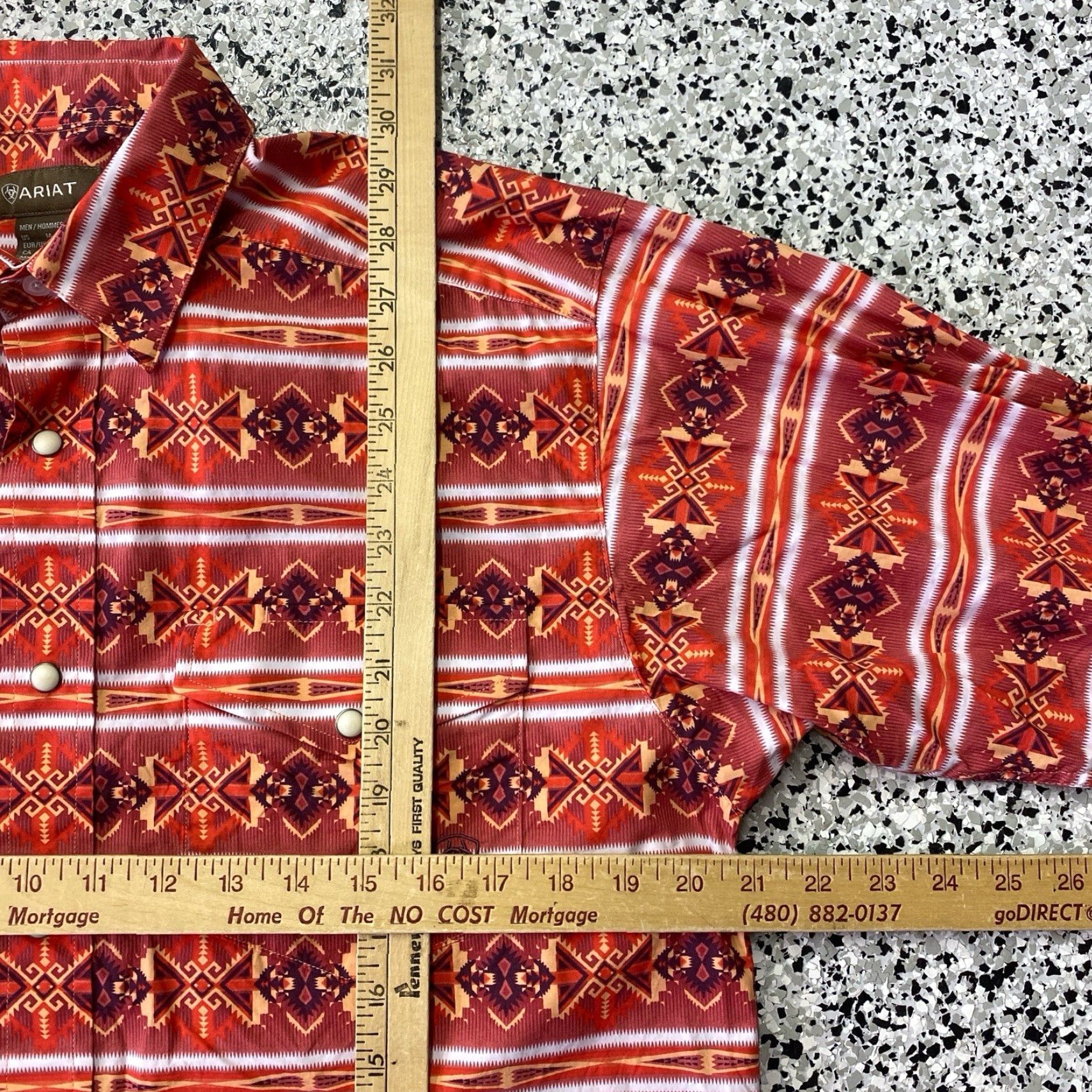 Ariat Ariat Mens Red Pattern Long Sleeve Button-Down Shirt M Western Pearl Snap Shirt Size US M / EU 48-50 / 2 - 3 Thumbnail